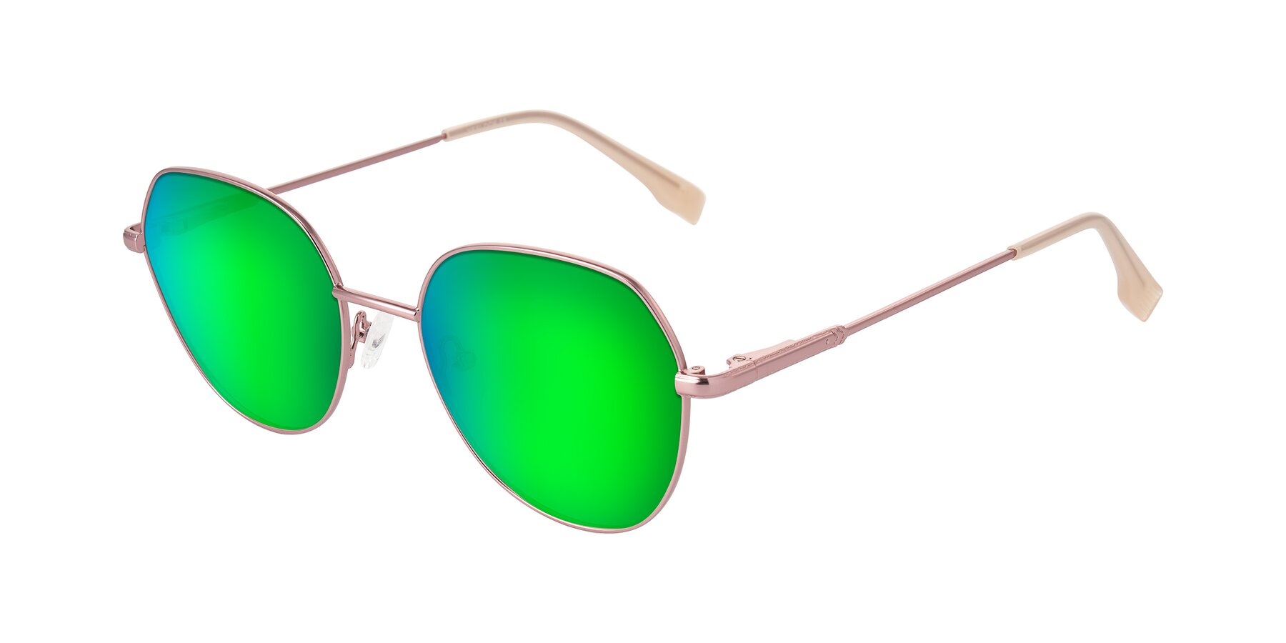 Angle of Deva in Rose Gold with Green Mirrored Lenses