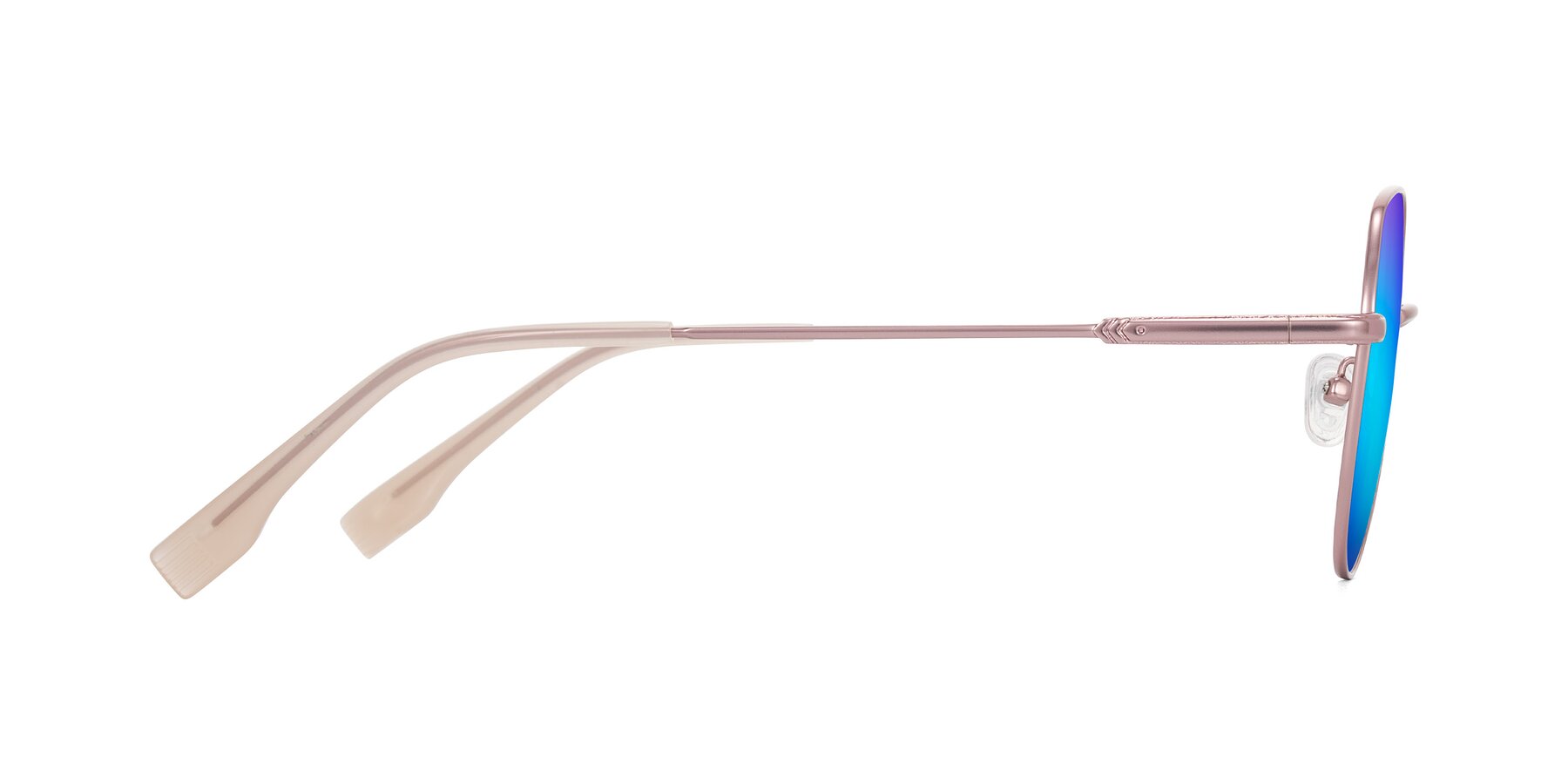 Side of Deva in Rose Gold with Blue Mirrored Lenses