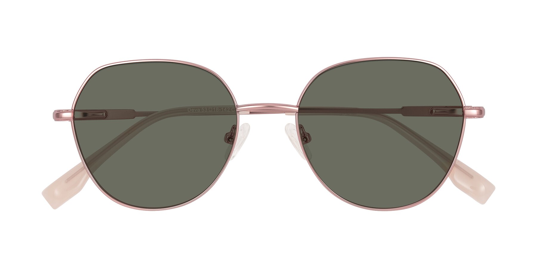 Folded Front of Deva in Rose Gold with Gray Polarized Lenses