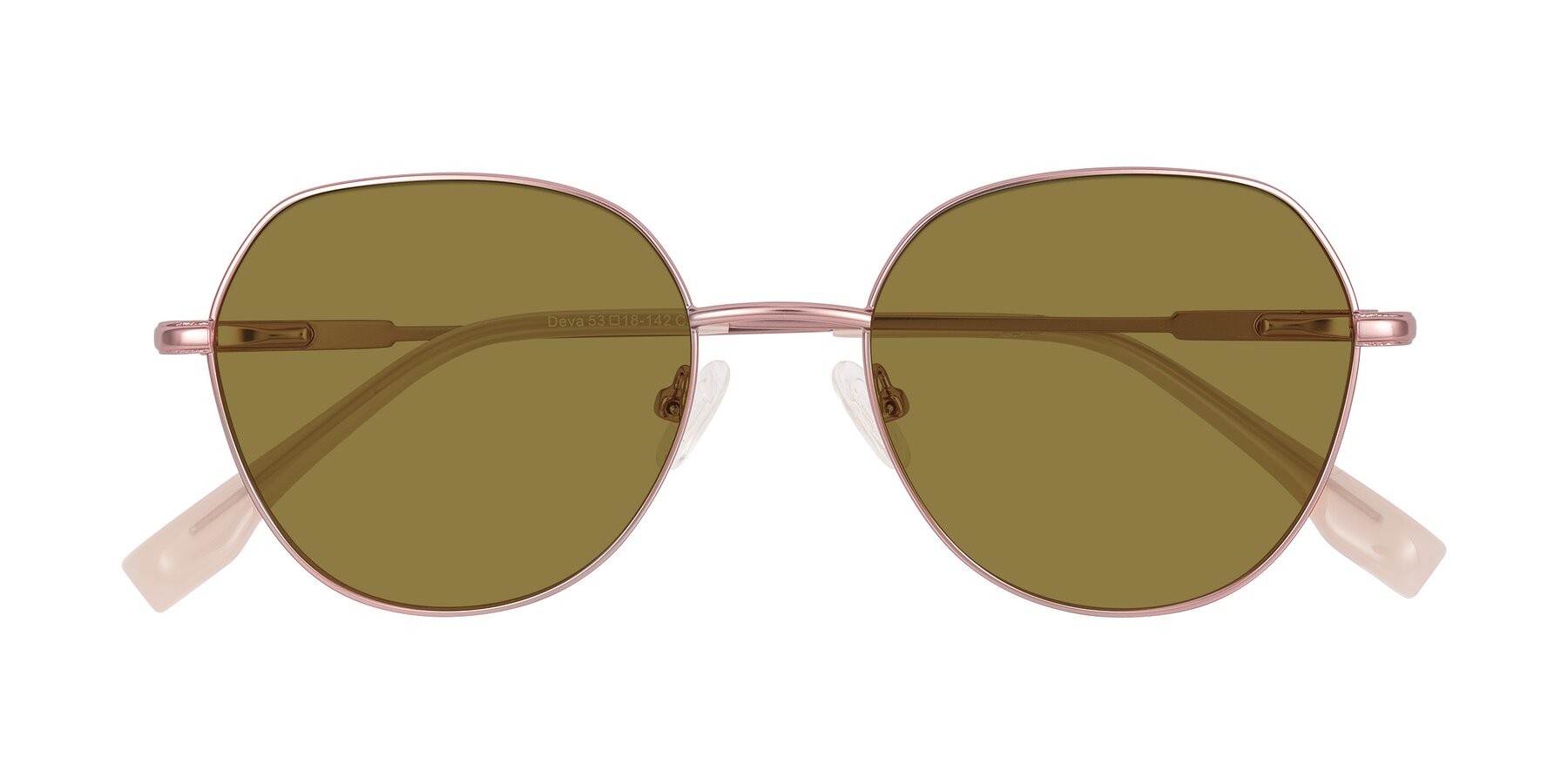 Folded Front of Deva in Rose Gold with Brown Polarized Lenses
