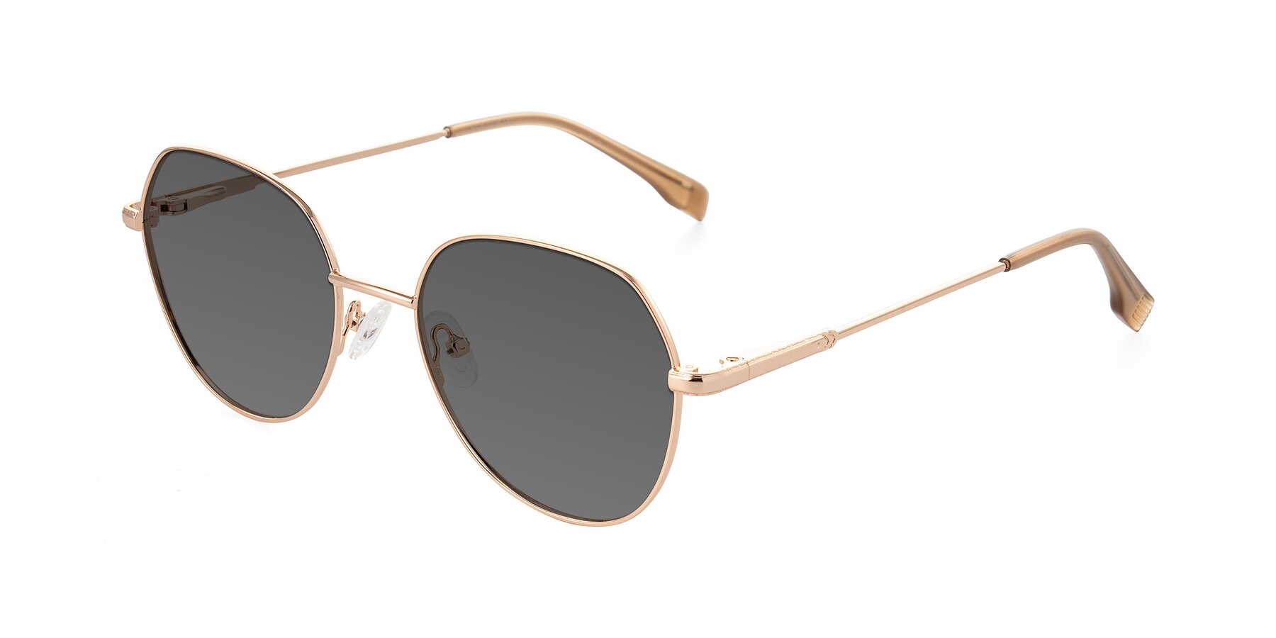 Angle of Deva in Gold with Medium Gray Tinted Lenses