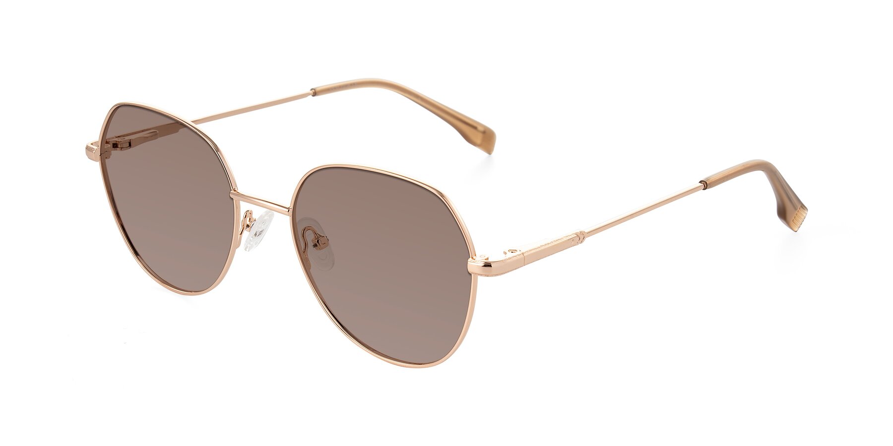 Angle of Deva in Gold with Medium Brown Tinted Lenses