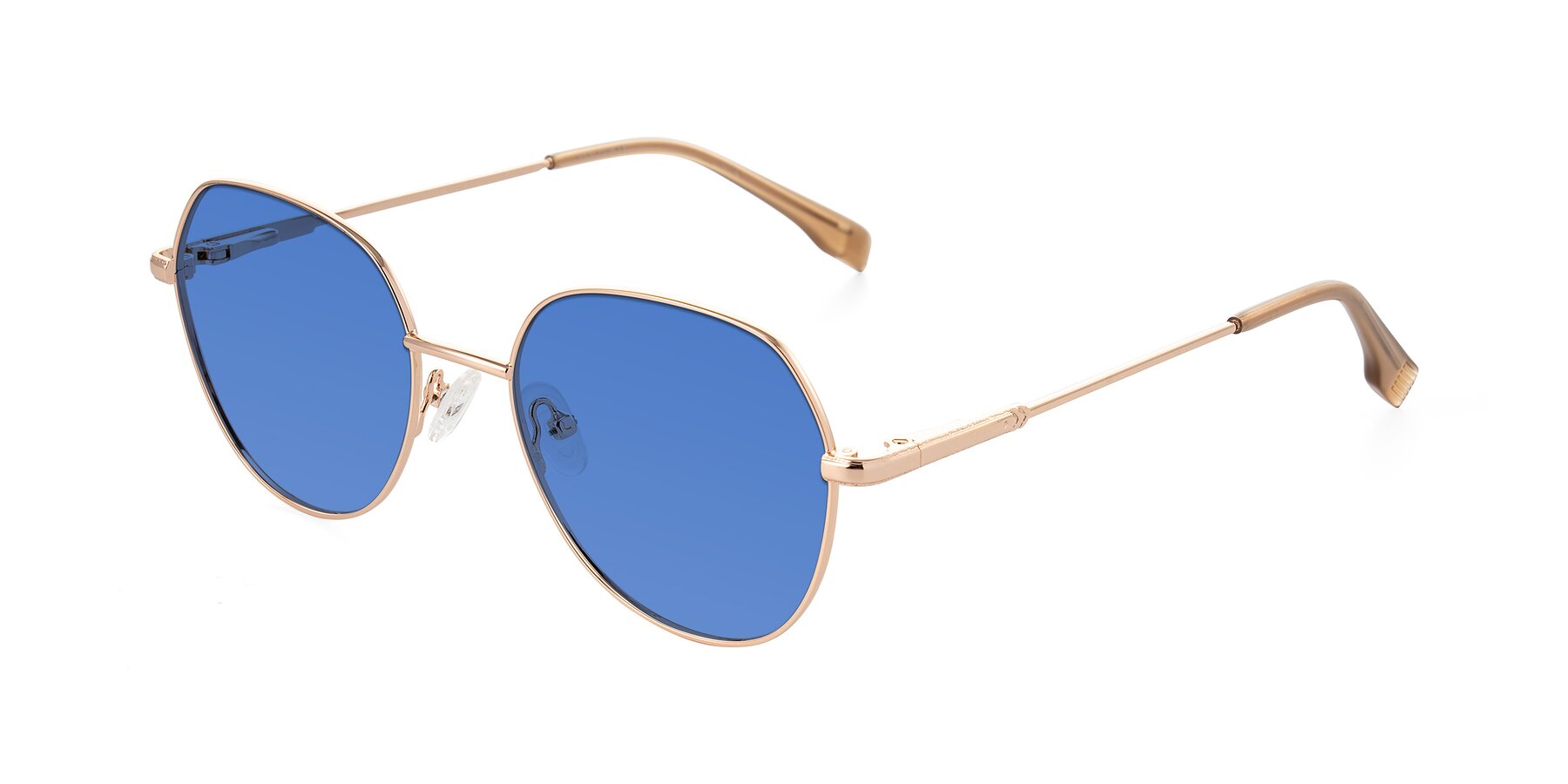 Angle of Deva in Gold with Blue Tinted Lenses