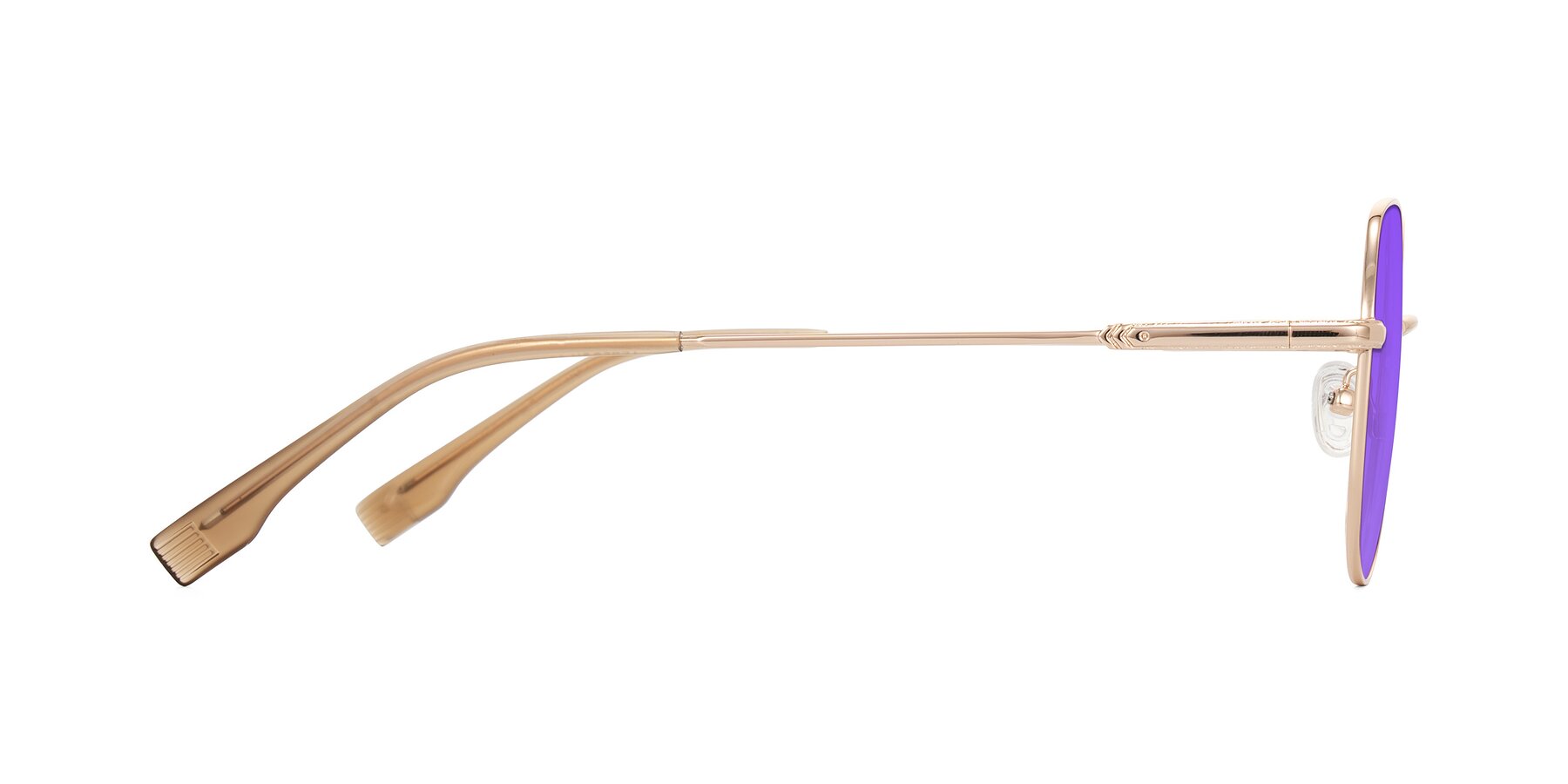 Side of Deva in Gold with Purple Tinted Lenses