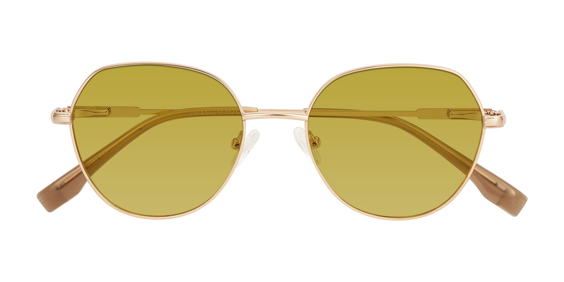 Folded Front of Deva in Gold with Champagne Tinted Lenses