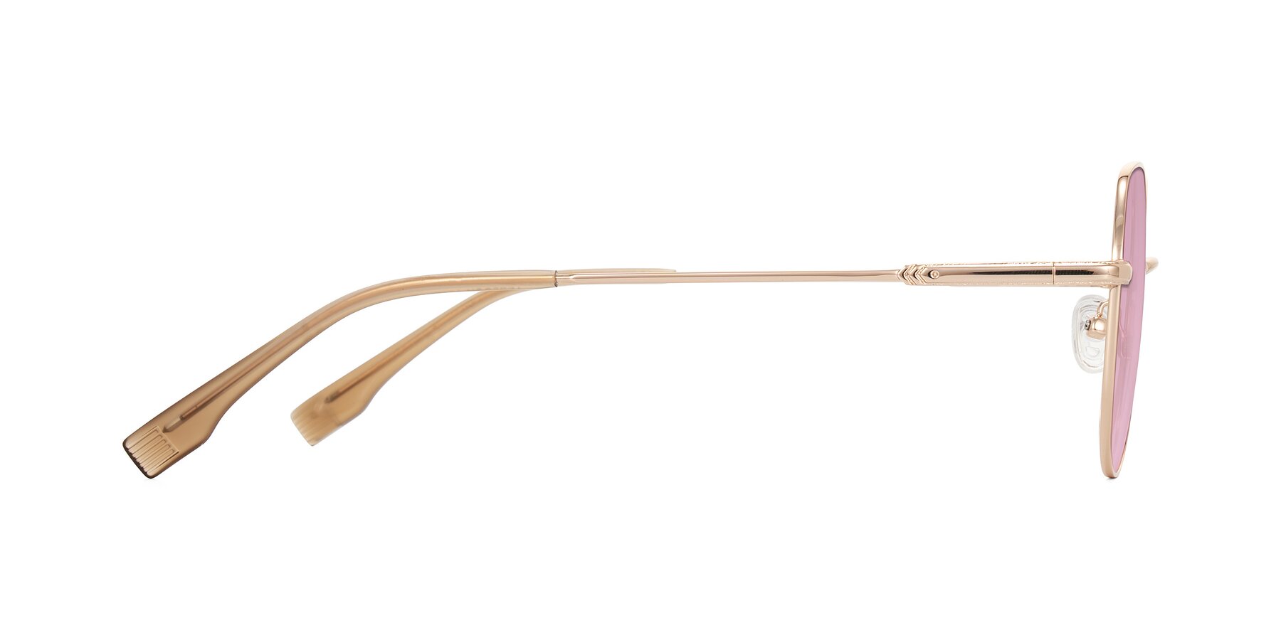 Side of Deva in Gold with Light Wine Tinted Lenses