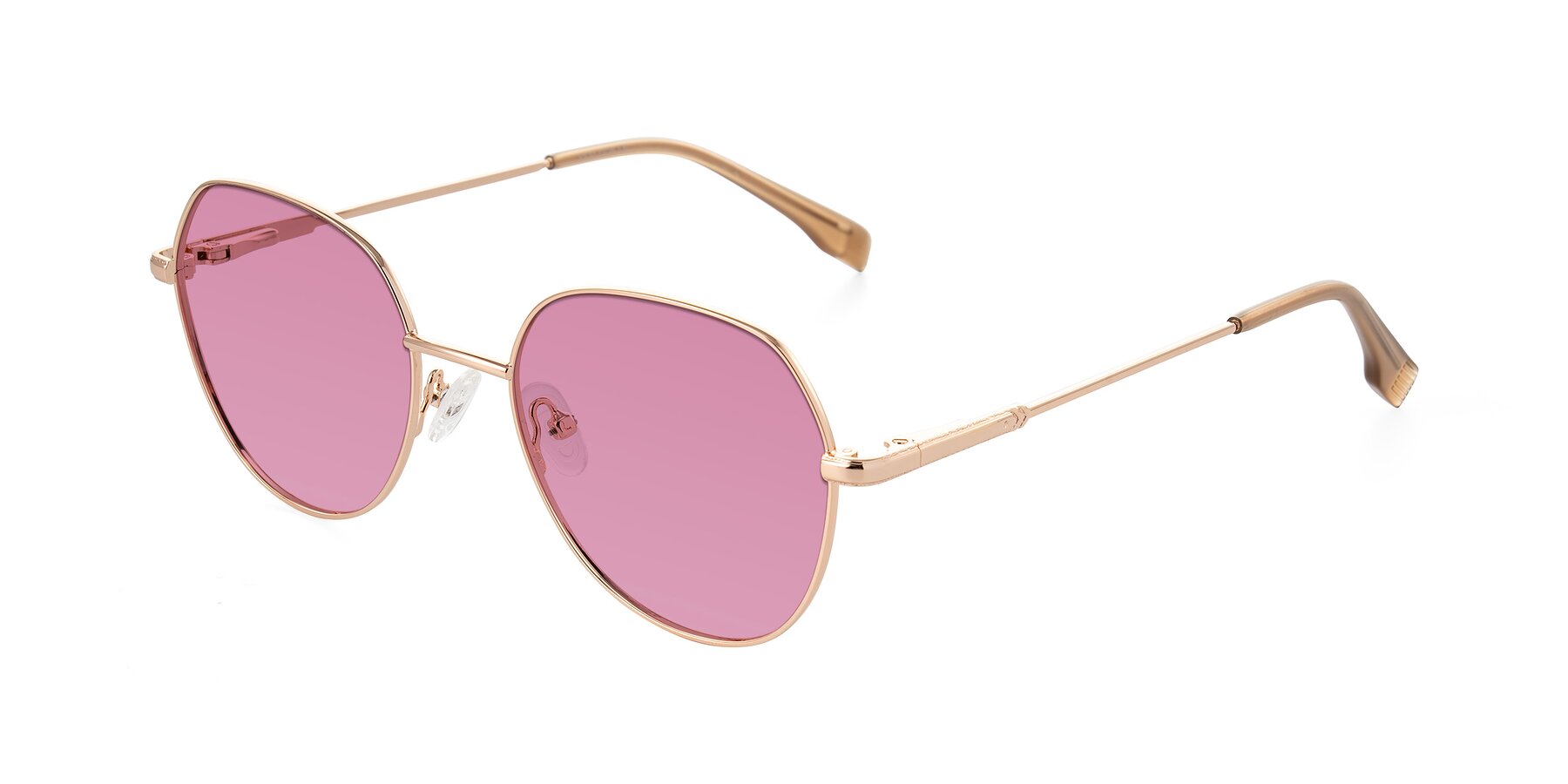 Angle of Deva in Gold with Medium Wine Tinted Lenses
