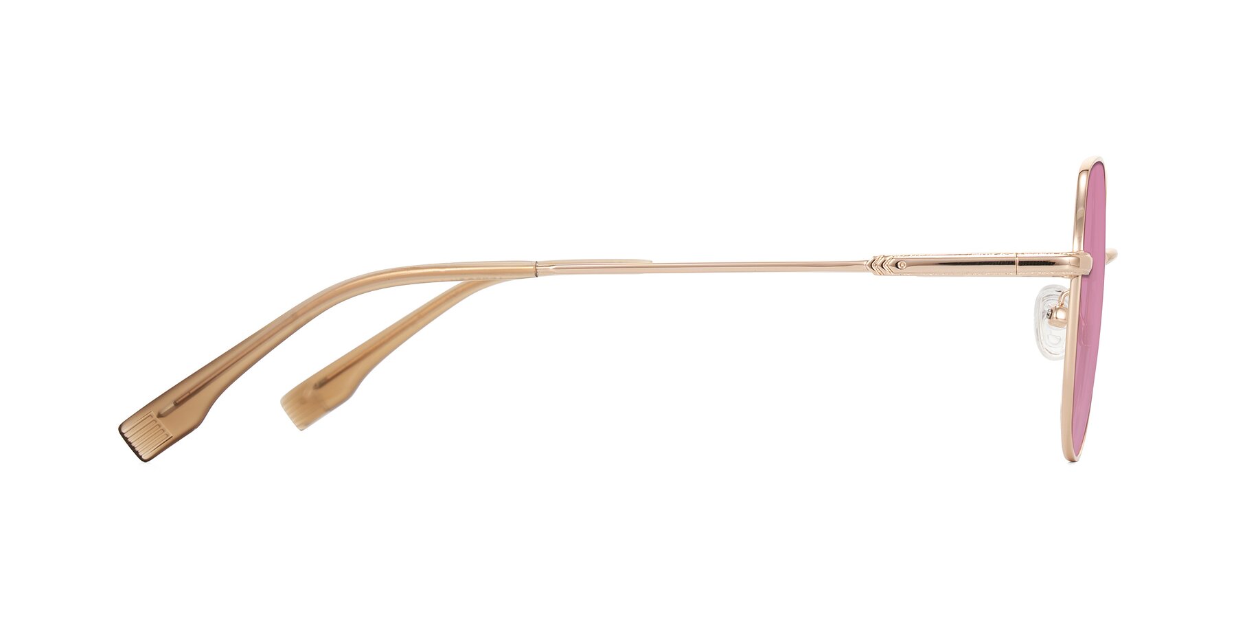 Side of Deva in Gold with Medium Wine Tinted Lenses