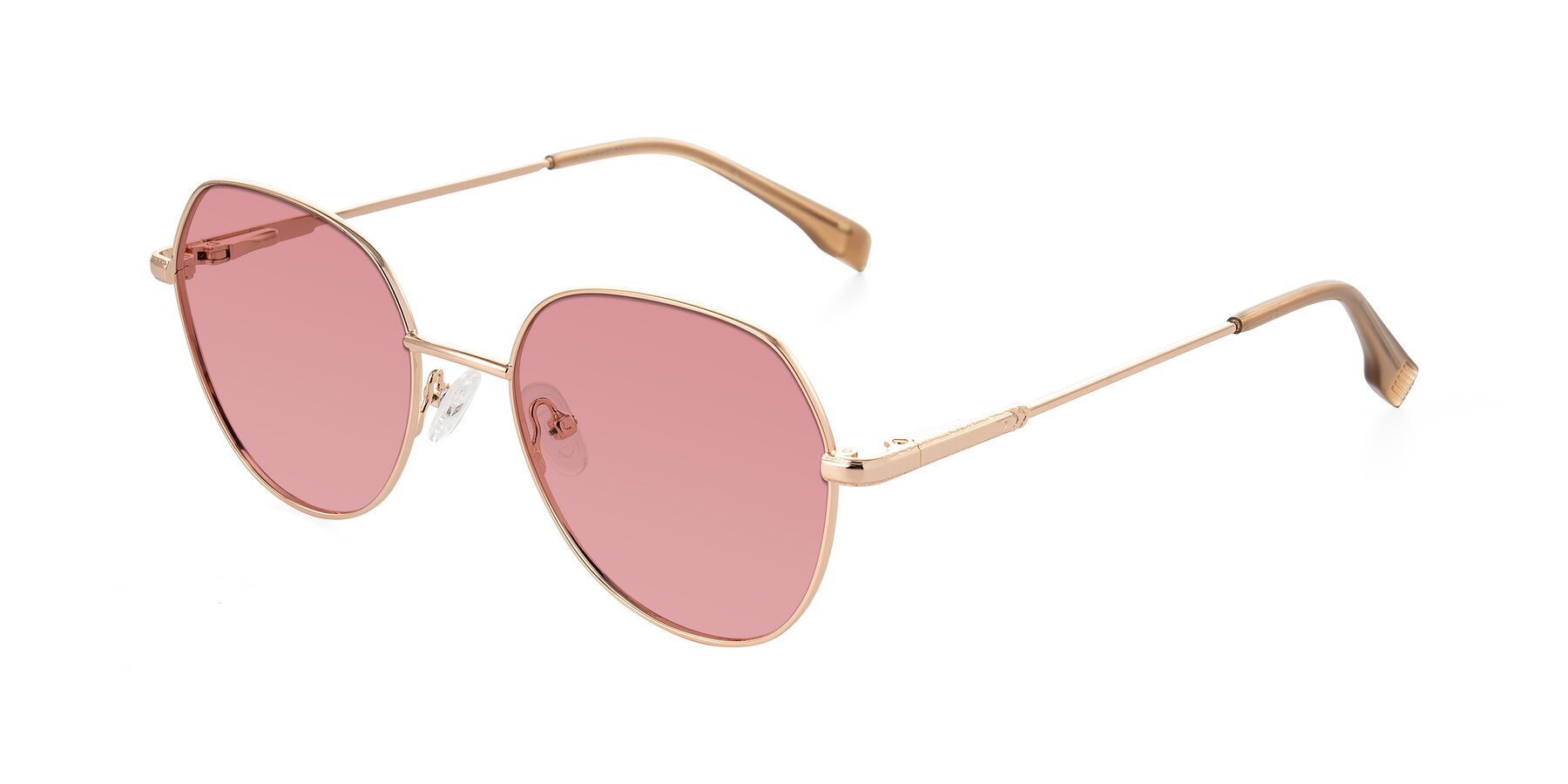 Angle of Deva in Gold with Medium Garnet Tinted Lenses