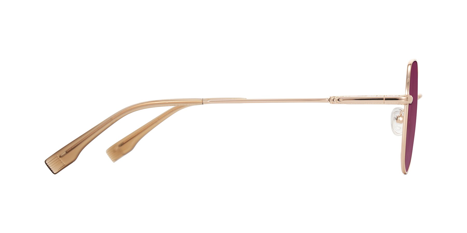 Side of Deva in Gold with Wine Tinted Lenses