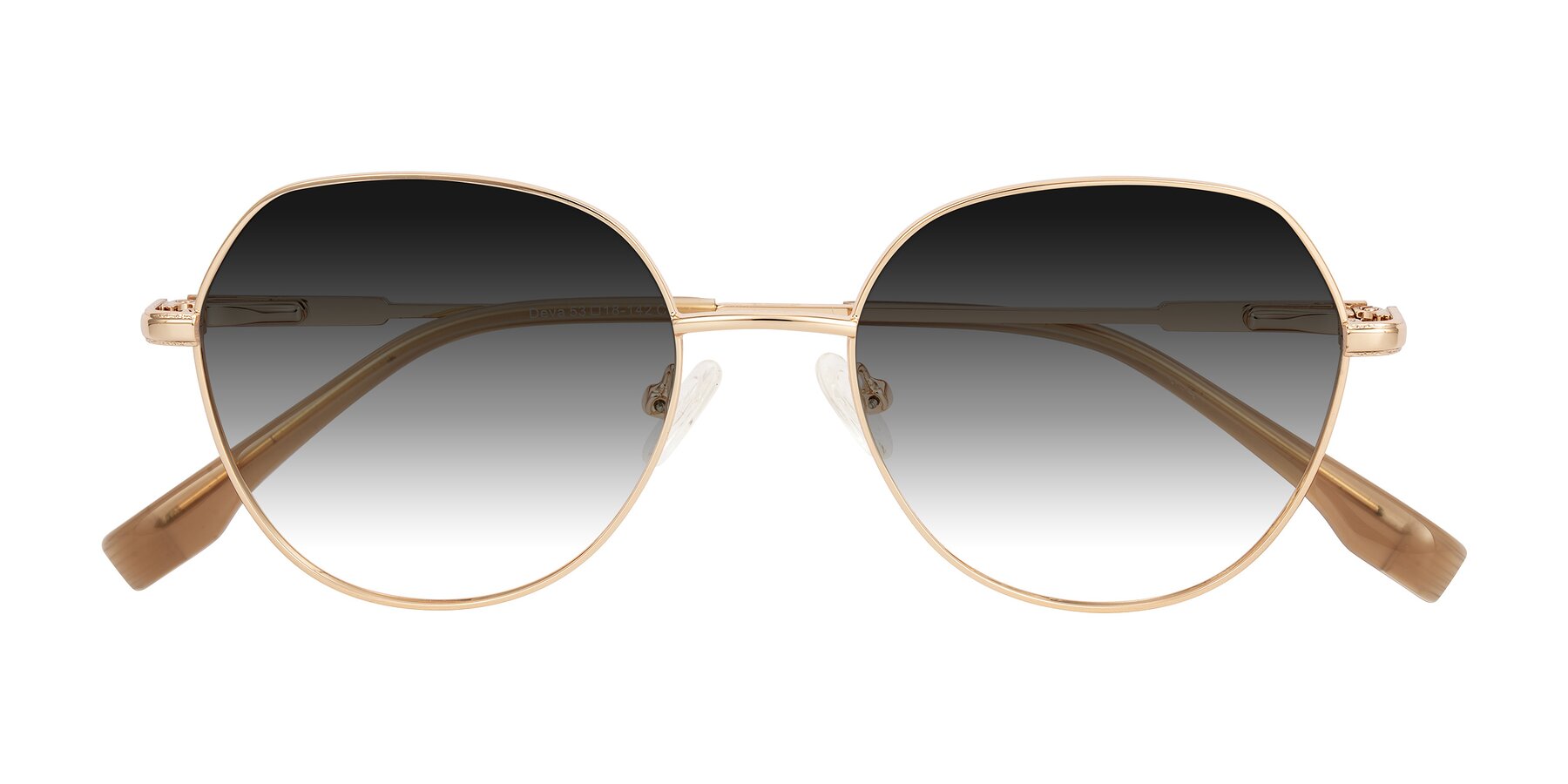Folded Front of Deva in Gold with Gray Gradient Lenses