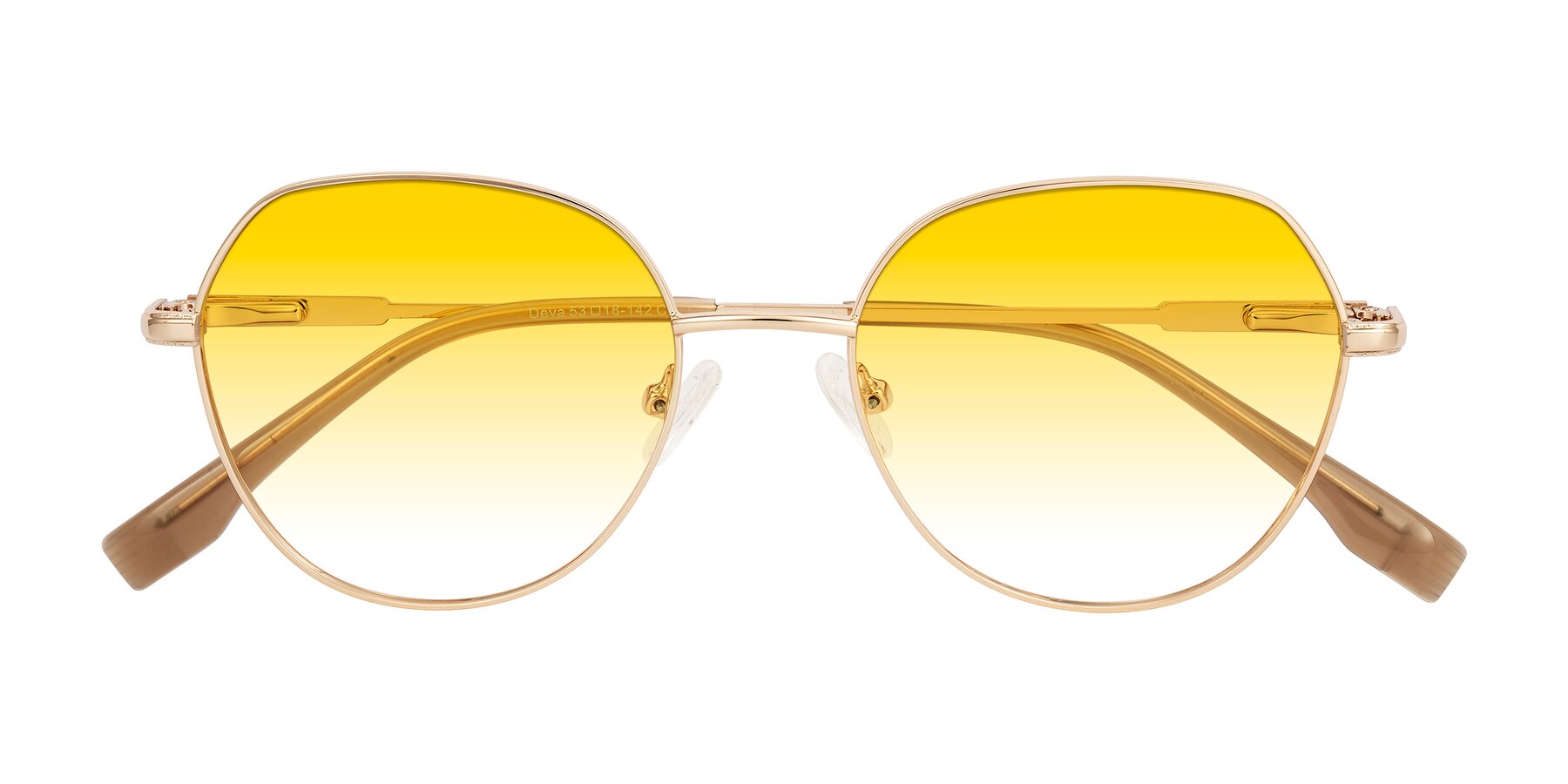 Folded Front of Deva in Gold with Yellow Gradient Lenses
