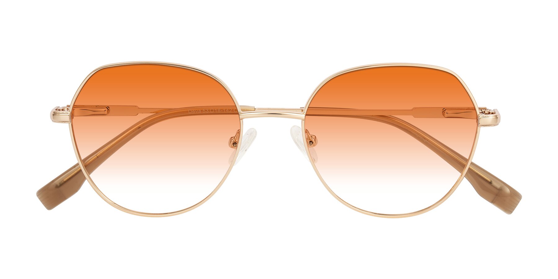 Folded Front of Deva in Gold with Orange Gradient Lenses