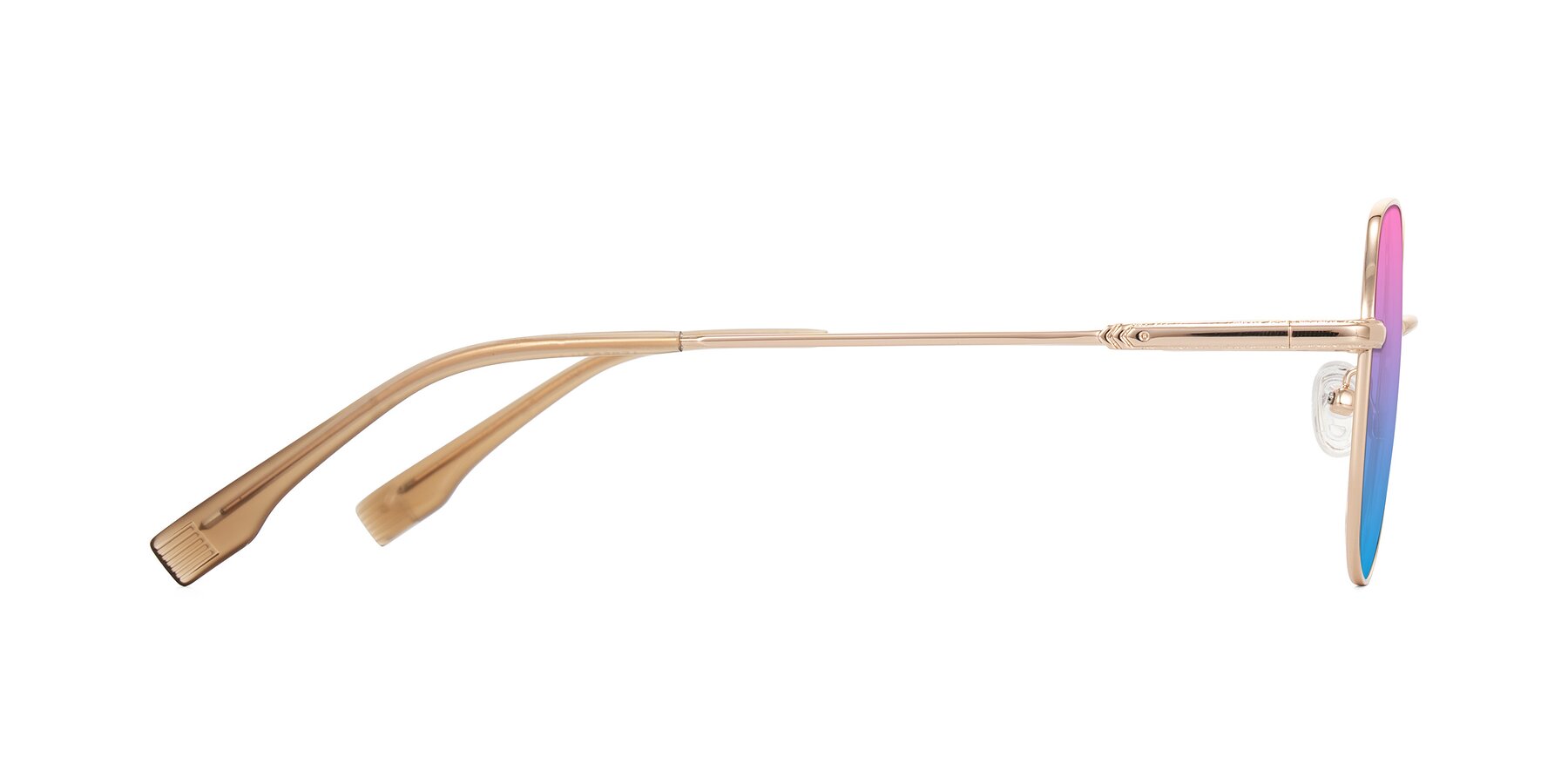 Side of Deva in Gold with Pink / Blue Gradient Lenses