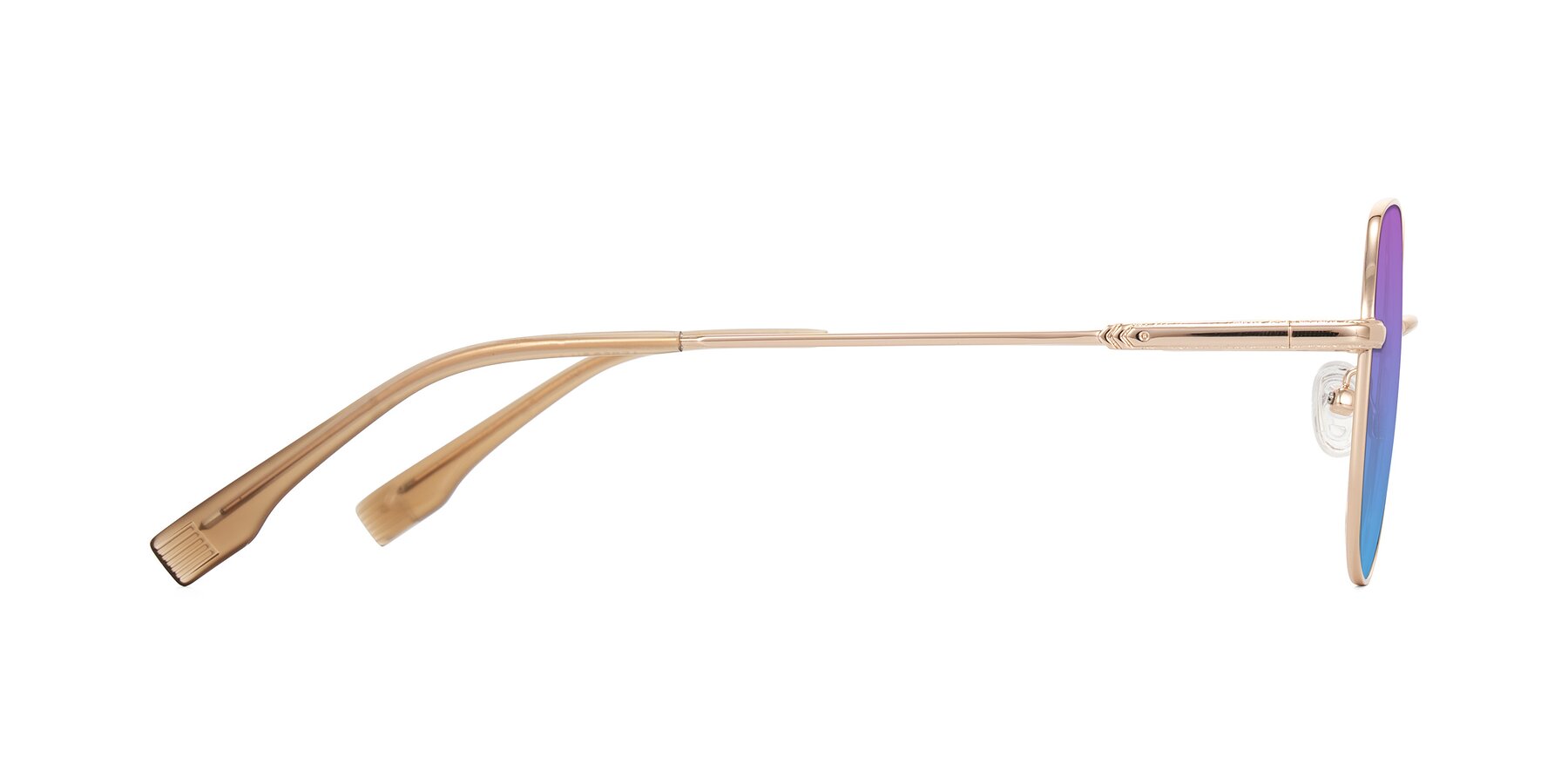Side of Deva in Gold with Purple / Blue Gradient Lenses