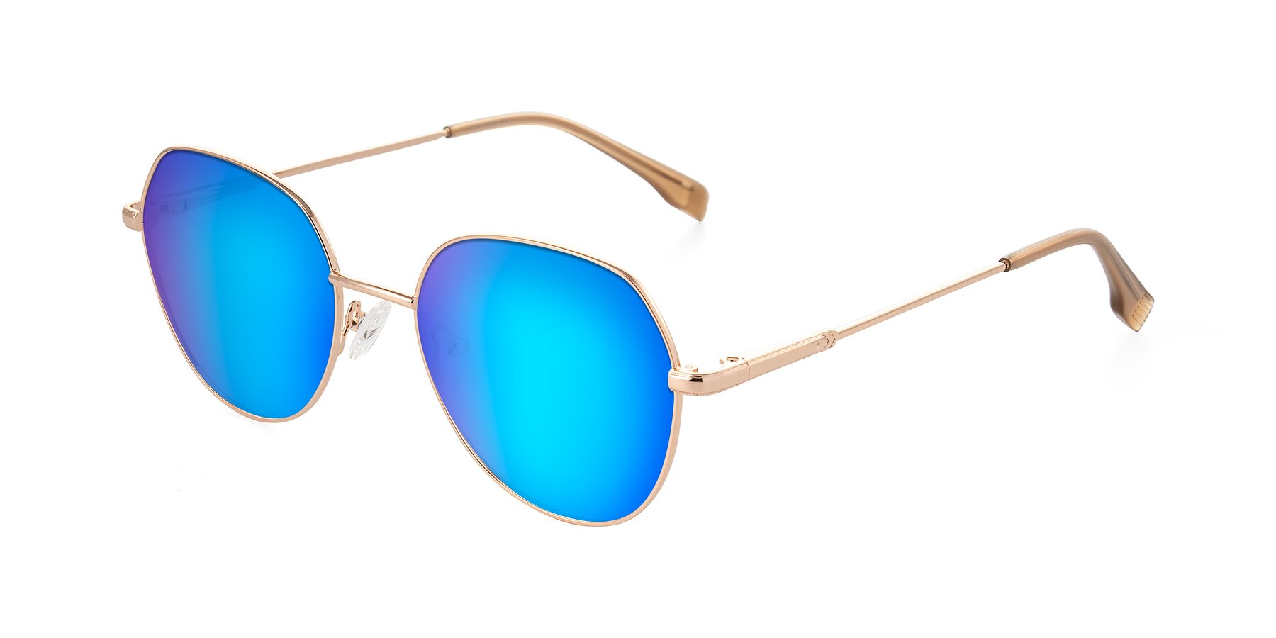 Angle of Deva in Gold with Blue Mirrored Lenses
