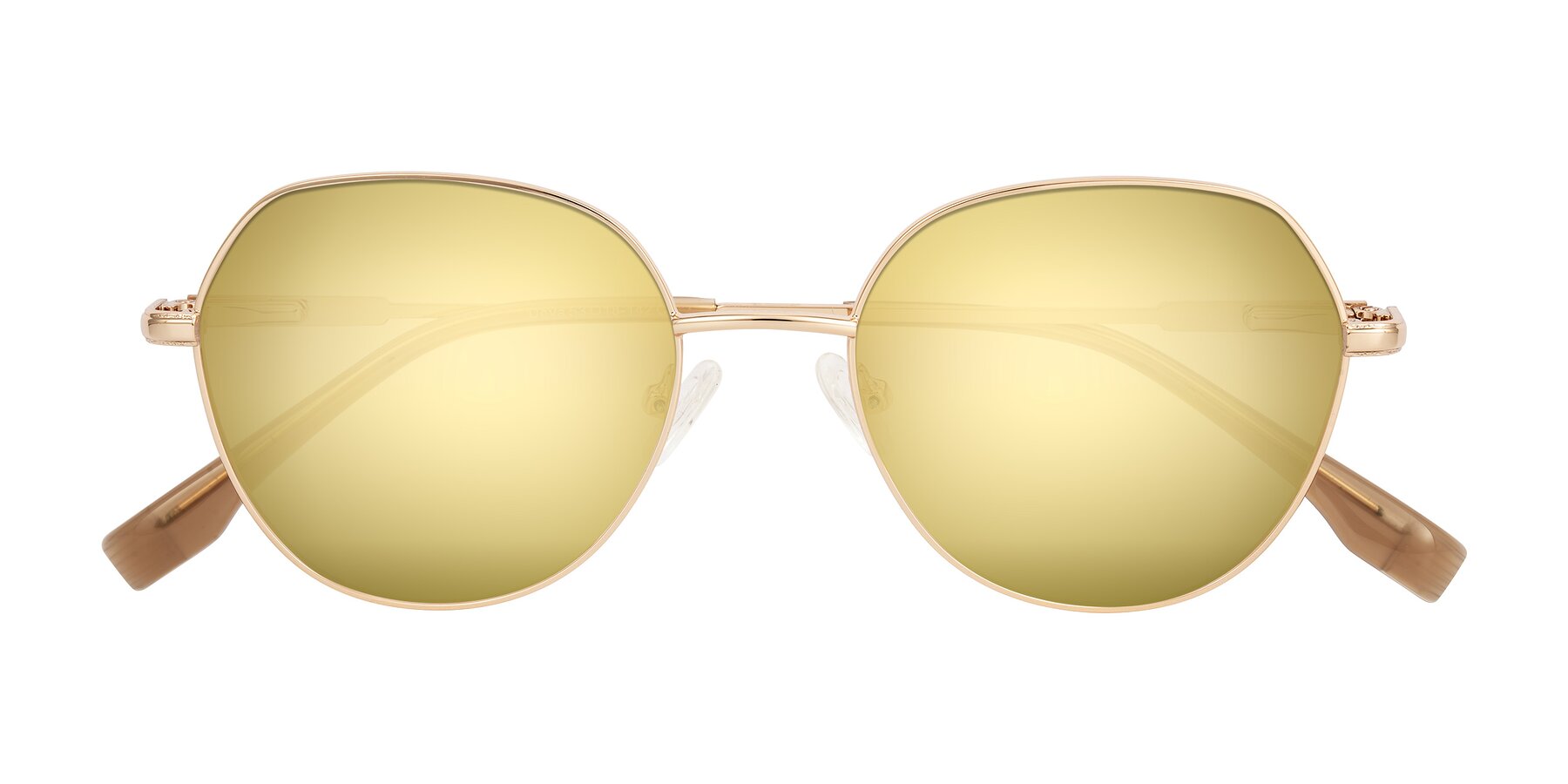 Folded Front of Deva in Gold with Gold Mirrored Lenses