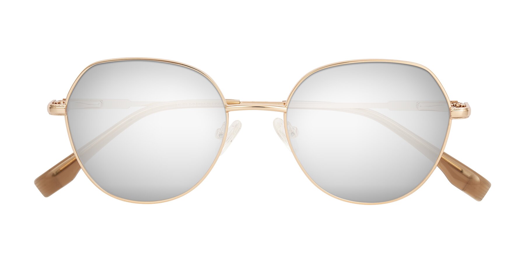 Folded Front of Deva in Gold with Silver Mirrored Lenses