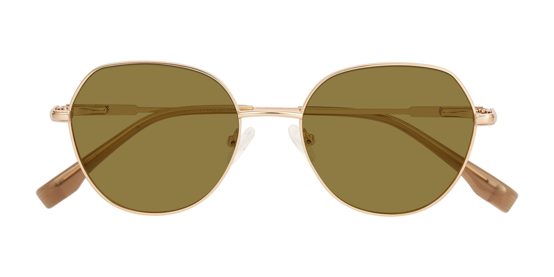 Folded Front of Deva in Gold with Brown Polarized Lenses