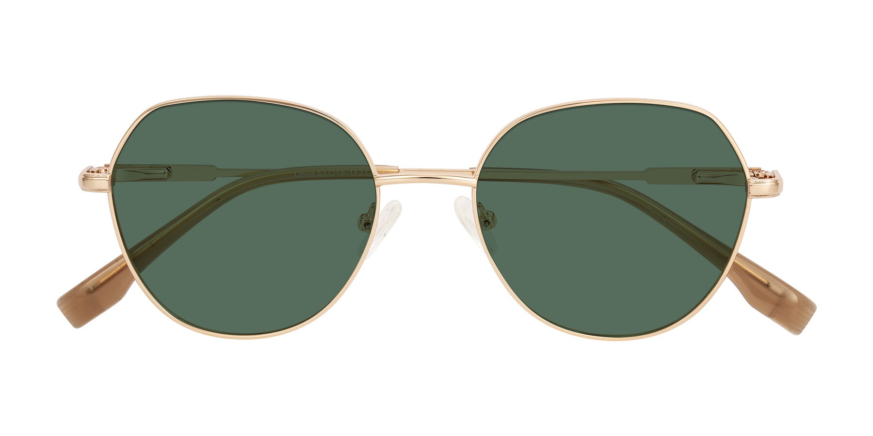 Folded Front of Deva in Gold with Green Polarized Lenses