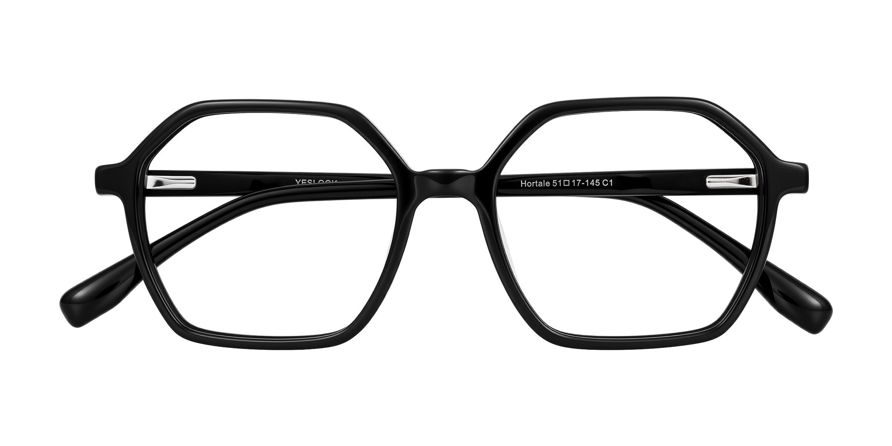 Folded Front of Hortale in Black with Clear Eyeglass Lenses