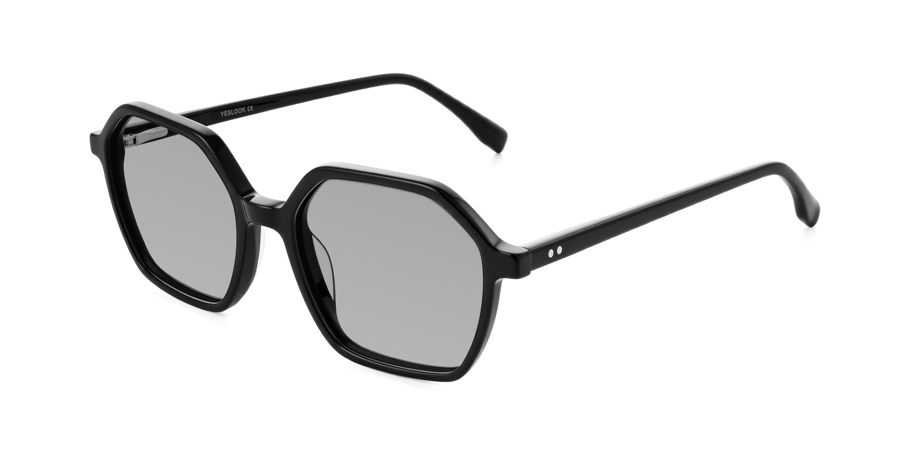 Angle of Hortale in Black with Light Gray Tinted Lenses