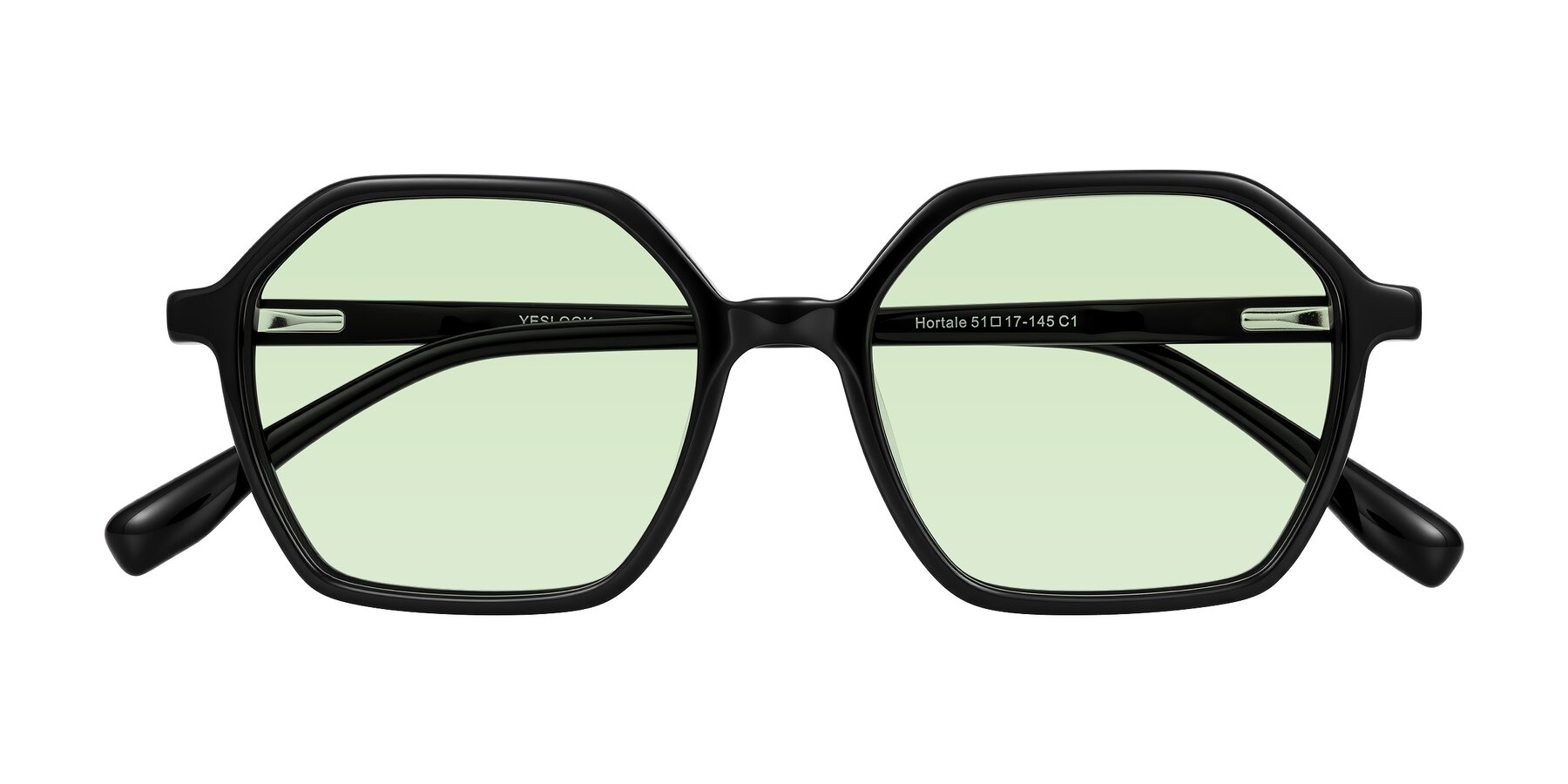 Folded Front of Hortale in Black with Light Green Tinted Lenses