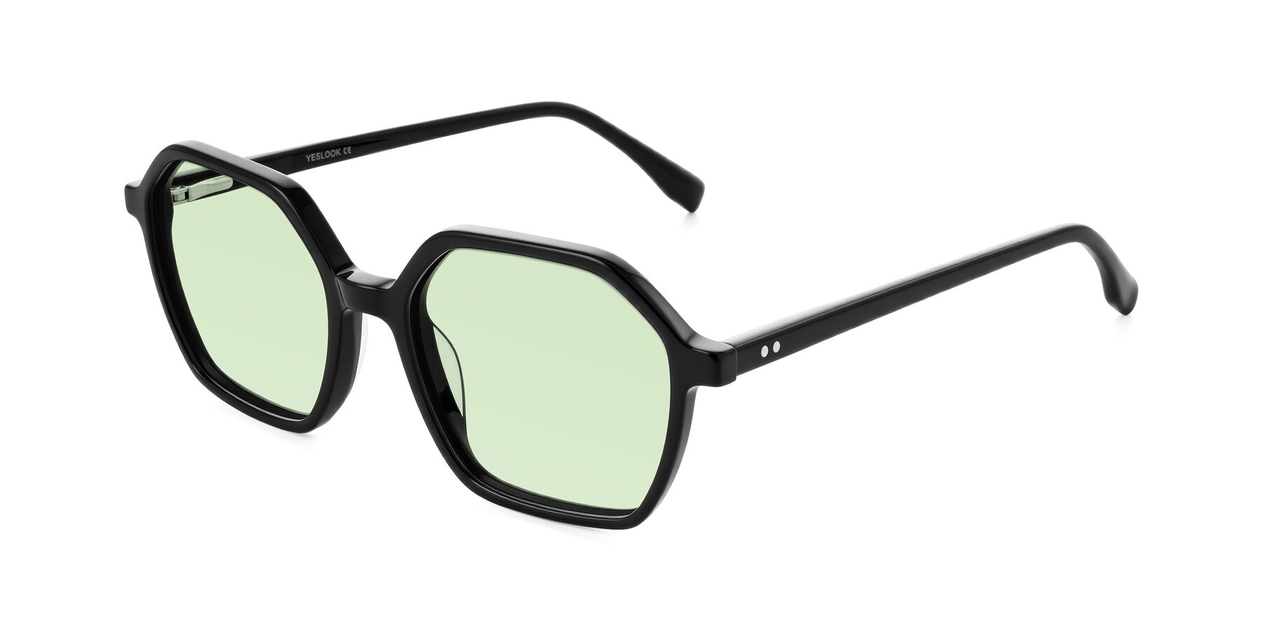 Angle of Hortale in Black with Light Green Tinted Lenses