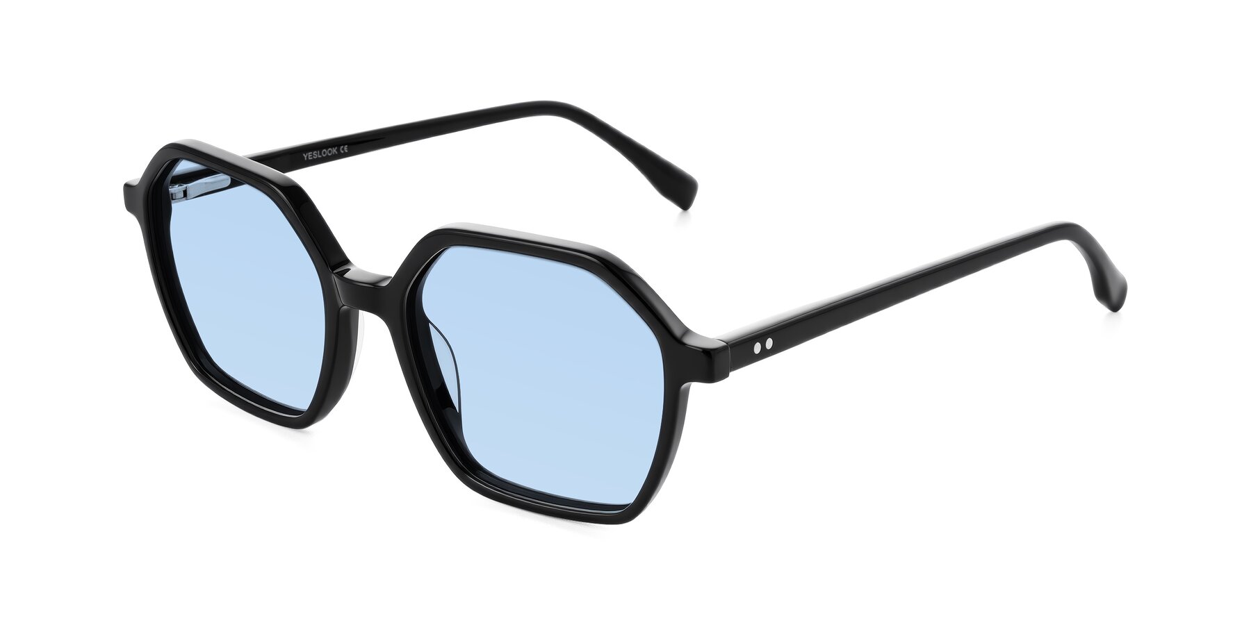 Angle of Hortale in Black with Light Blue Tinted Lenses