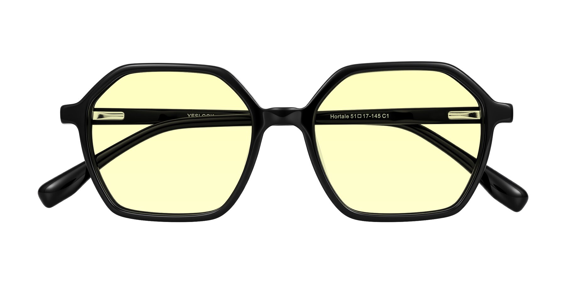 Folded Front of Hortale in Black with Light Yellow Tinted Lenses