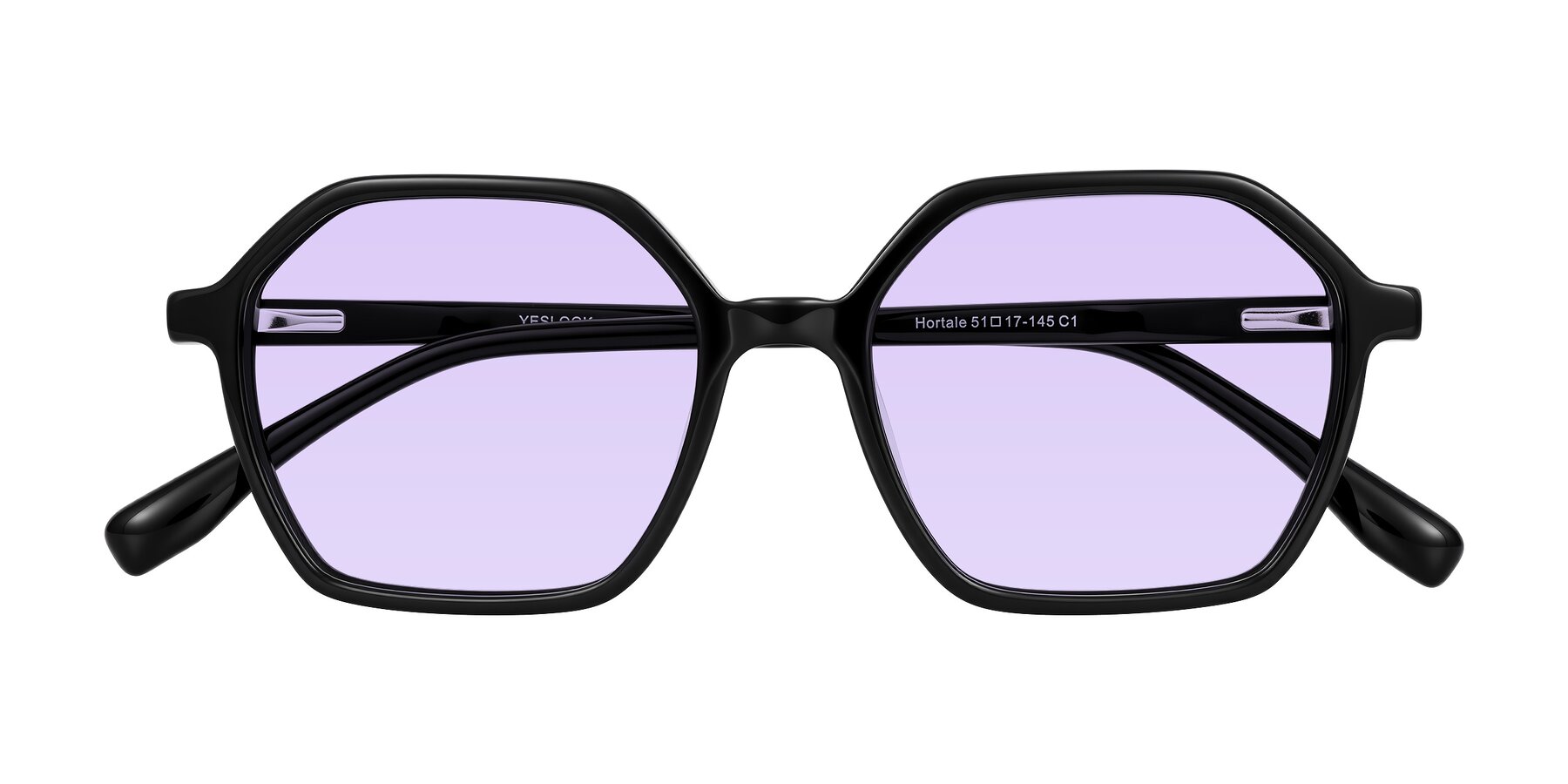 Folded Front of Hortale in Black with Light Purple Tinted Lenses