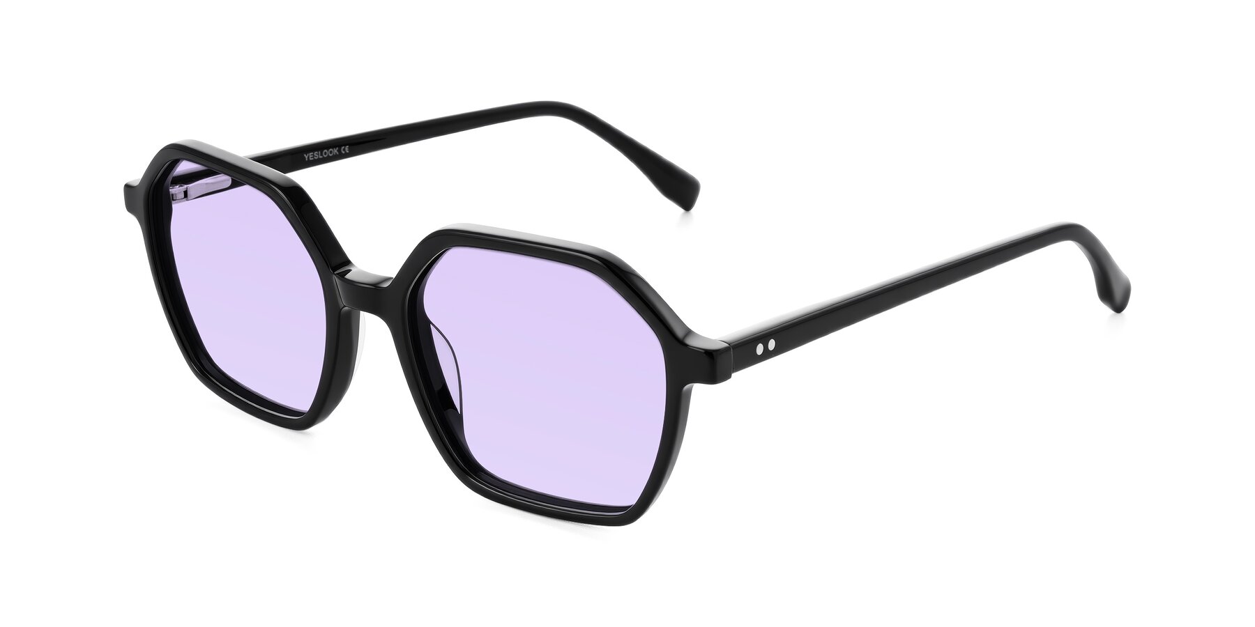 Angle of Hortale in Black with Light Purple Tinted Lenses