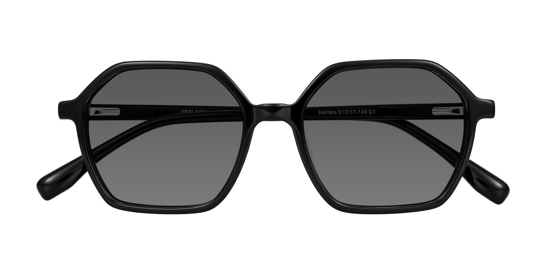 Folded Front of Hortale in Black with Medium Gray Tinted Lenses