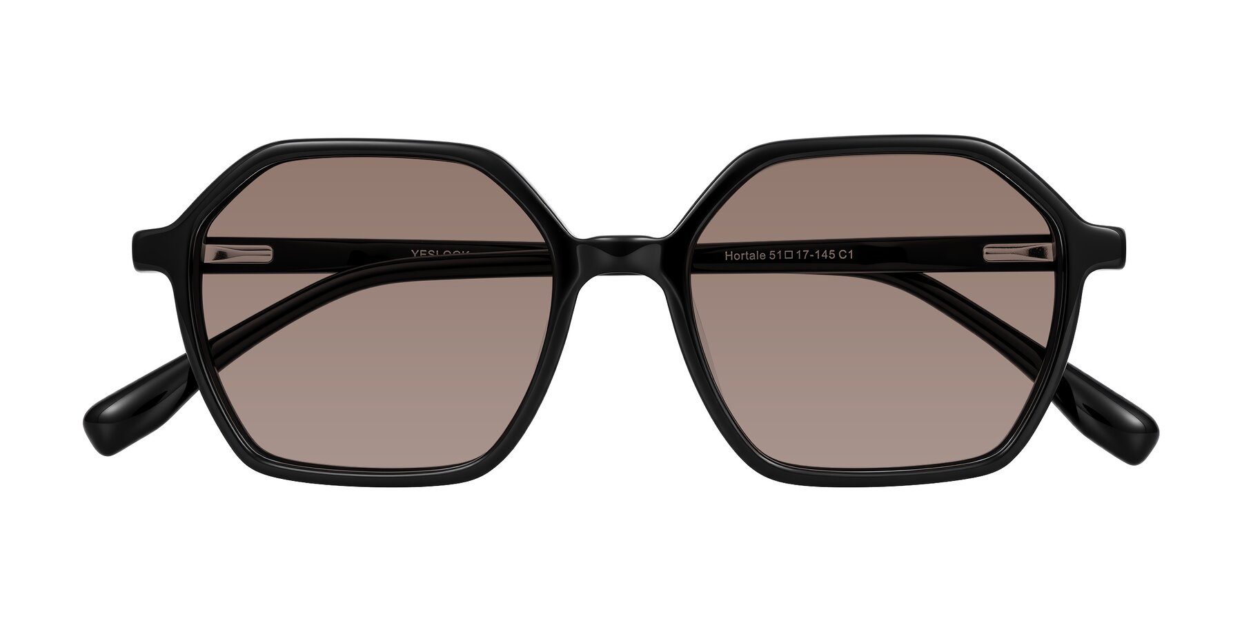 Folded Front of Hortale in Black with Medium Brown Tinted Lenses
