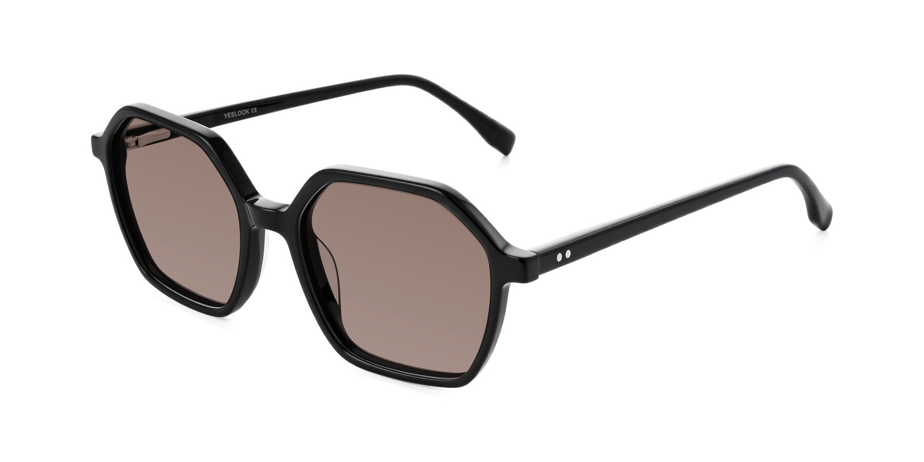 Angle of Hortale in Black with Medium Brown Tinted Lenses