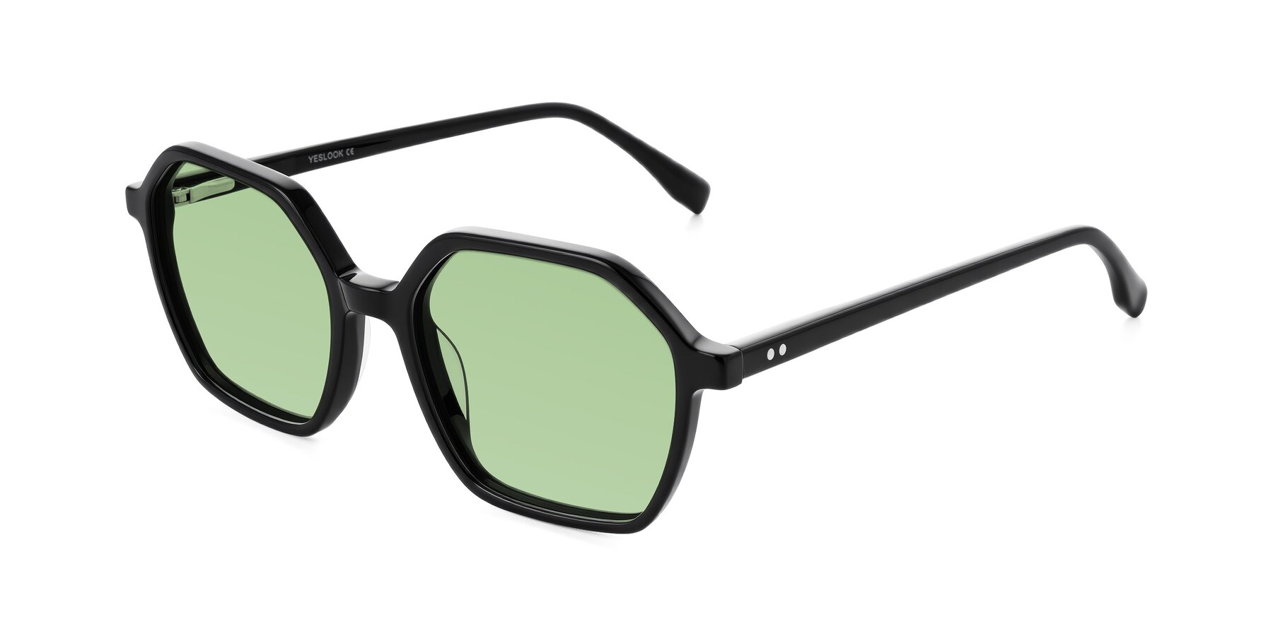 Angle of Hortale in Black with Medium Green Tinted Lenses