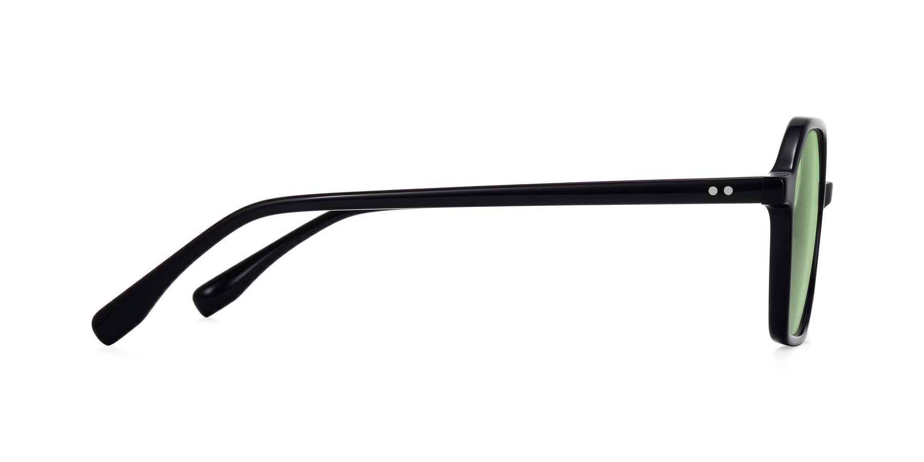 Side of Hortale in Black with Medium Green Tinted Lenses