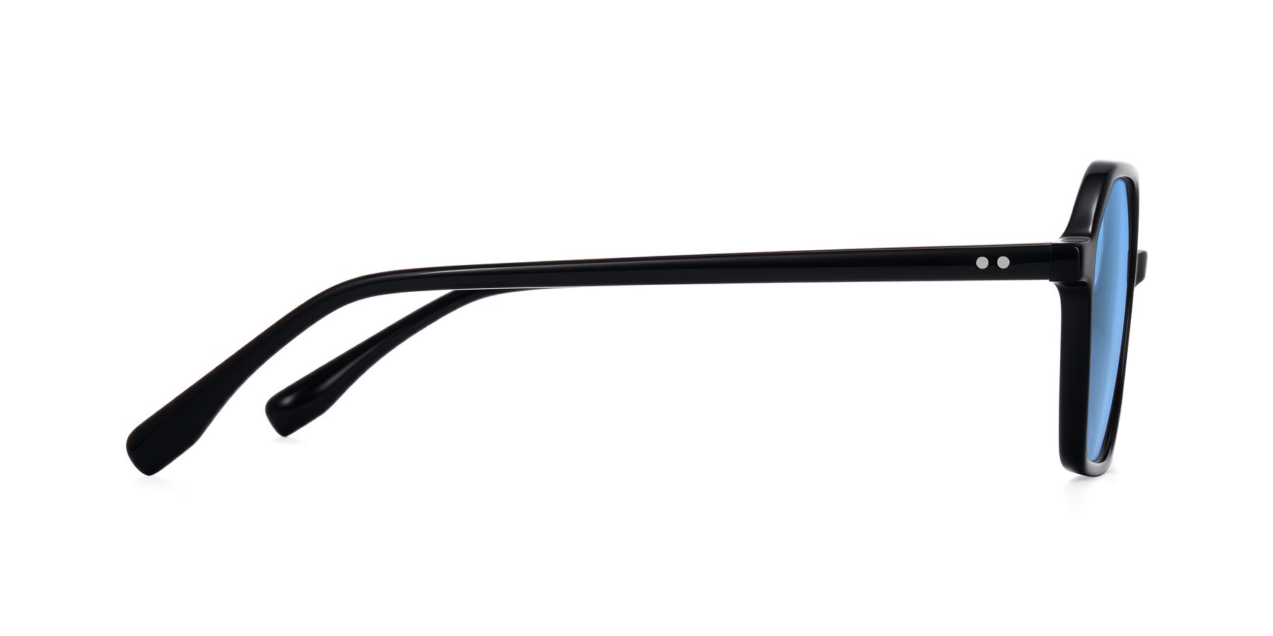 Side of Hortale in Black with Medium Blue Tinted Lenses