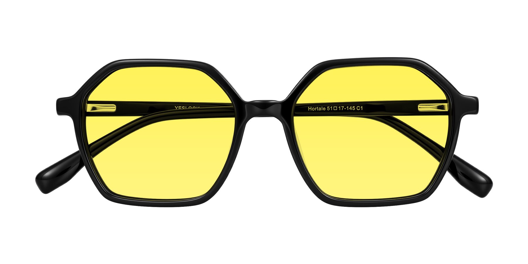 Folded Front of Hortale in Black with Medium Yellow Tinted Lenses