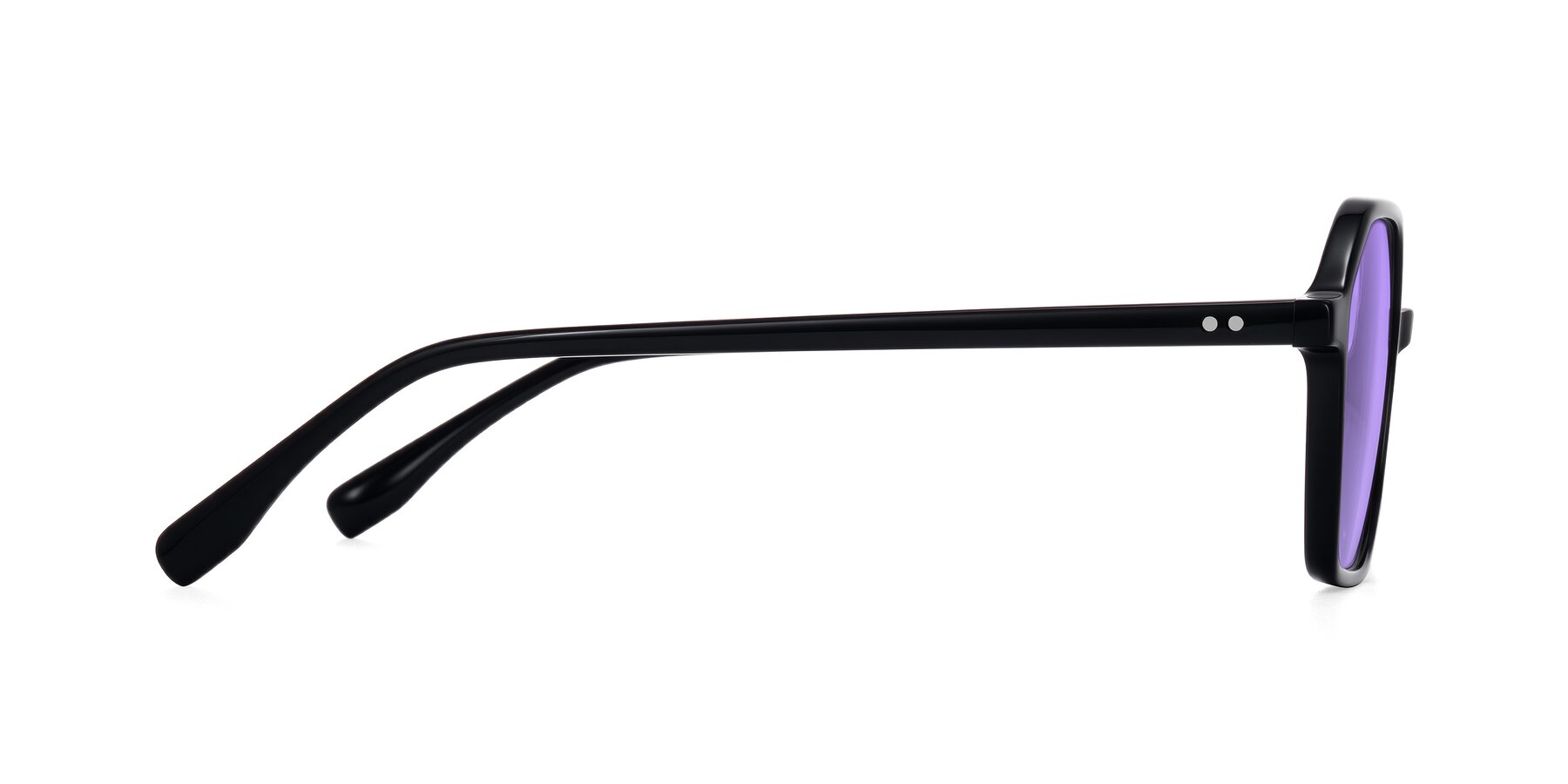 Side of Hortale in Black with Medium Purple Tinted Lenses