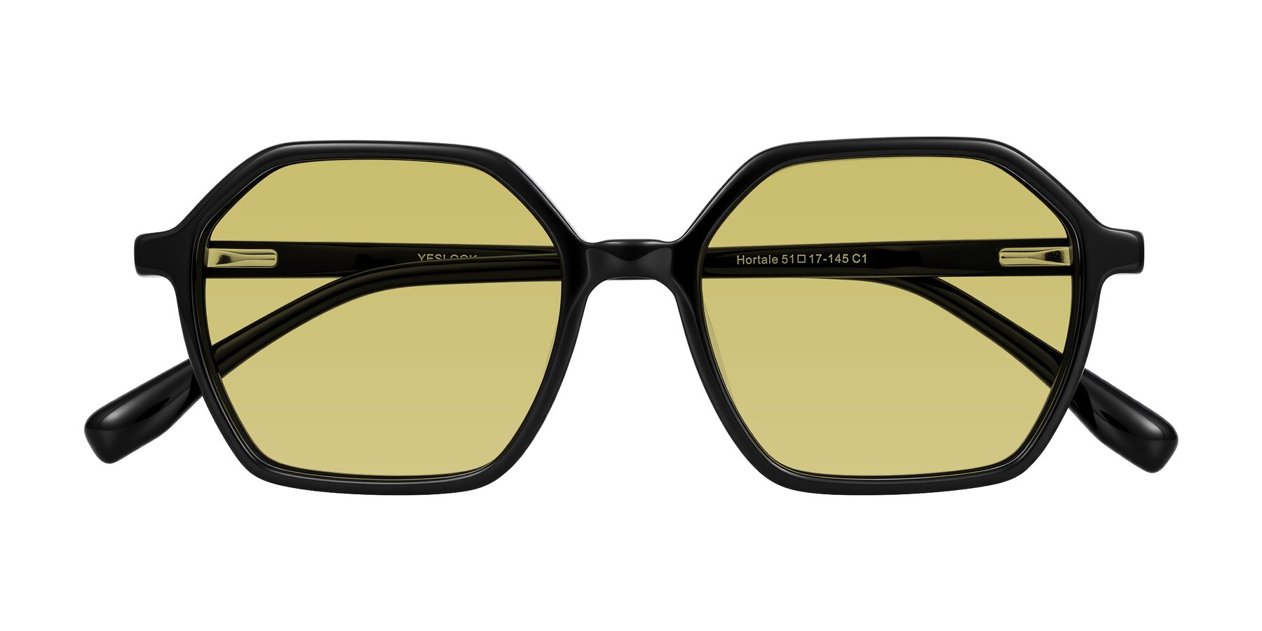 Folded Front of Hortale in Black with Medium Champagne Tinted Lenses
