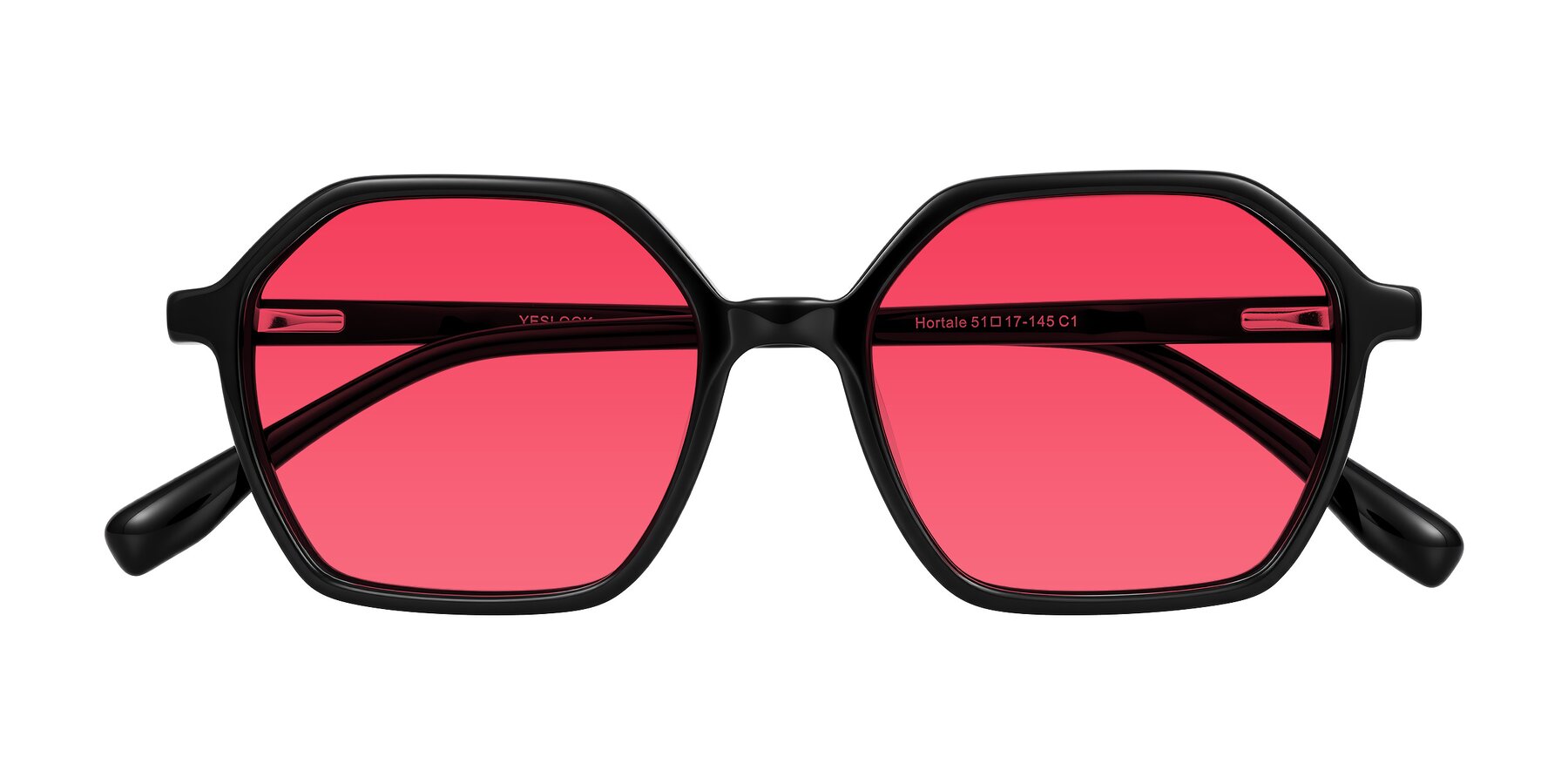 Folded Front of Hortale in Black with Red Tinted Lenses
