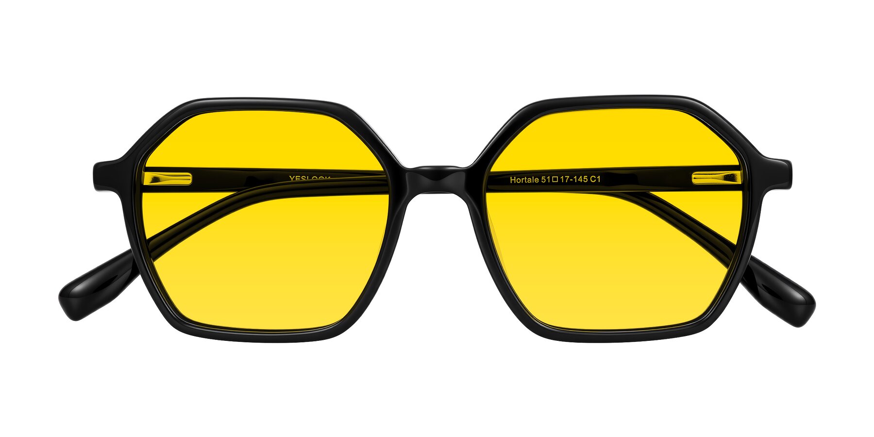Folded Front of Hortale in Black with Yellow Tinted Lenses