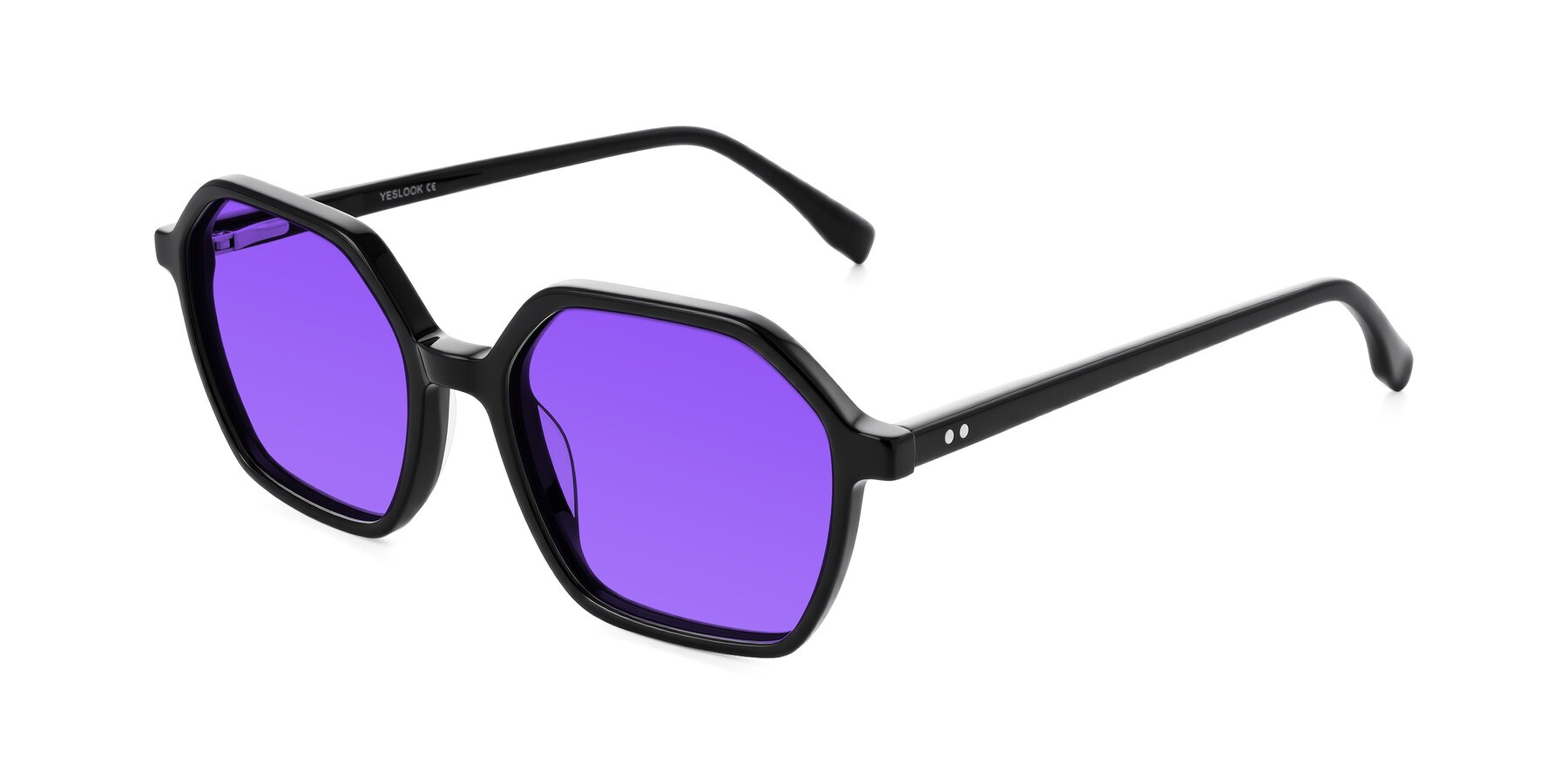 Angle of Hortale in Black with Purple Tinted Lenses