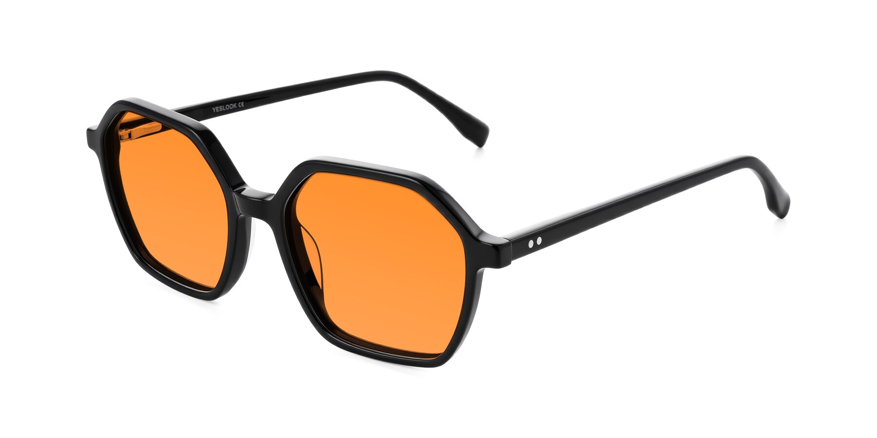 Angle of Hortale in Black with Orange Tinted Lenses