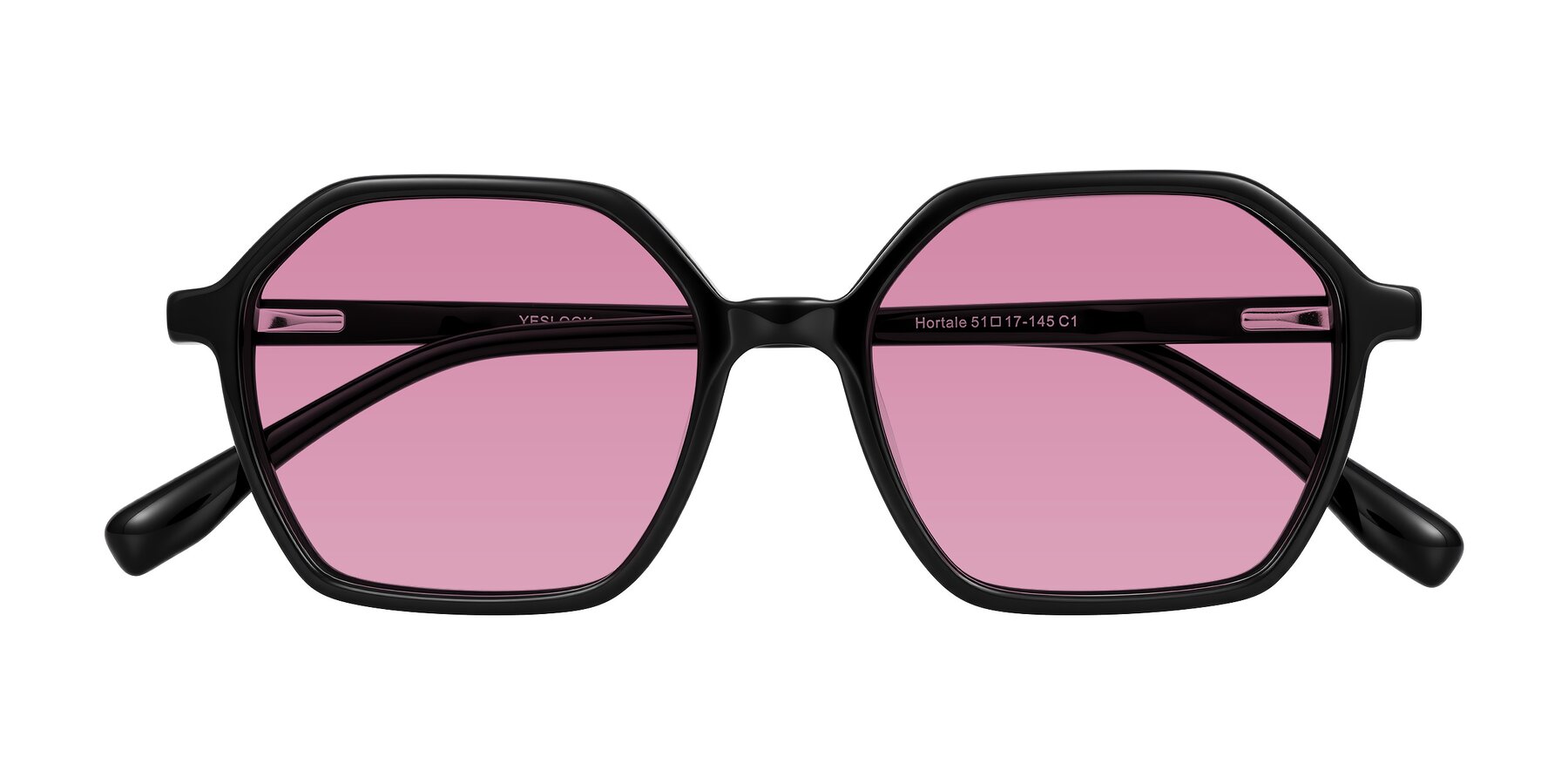 Folded Front of Hortale in Black with Medium Wine Tinted Lenses
