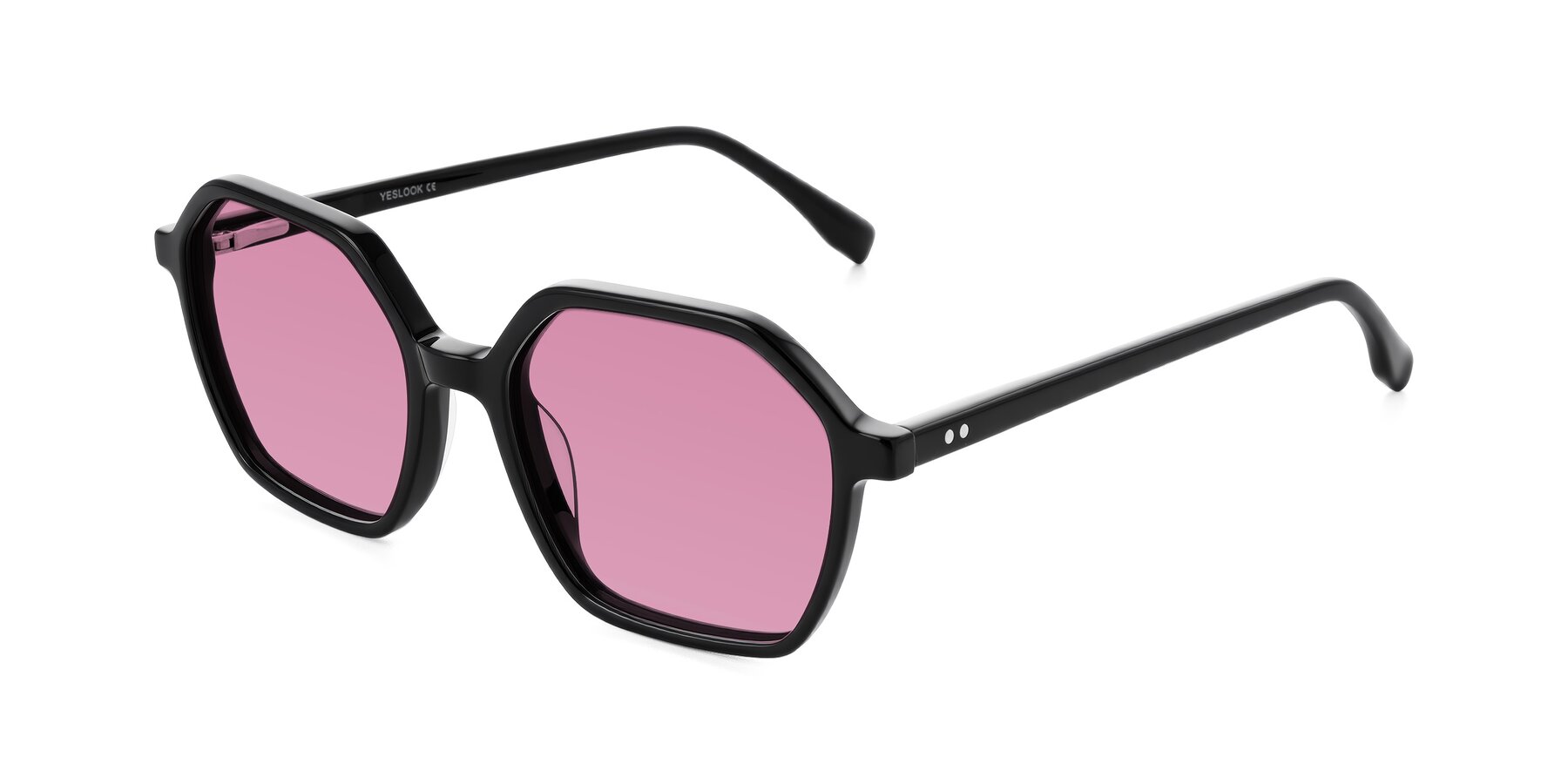 Angle of Hortale in Black with Medium Wine Tinted Lenses