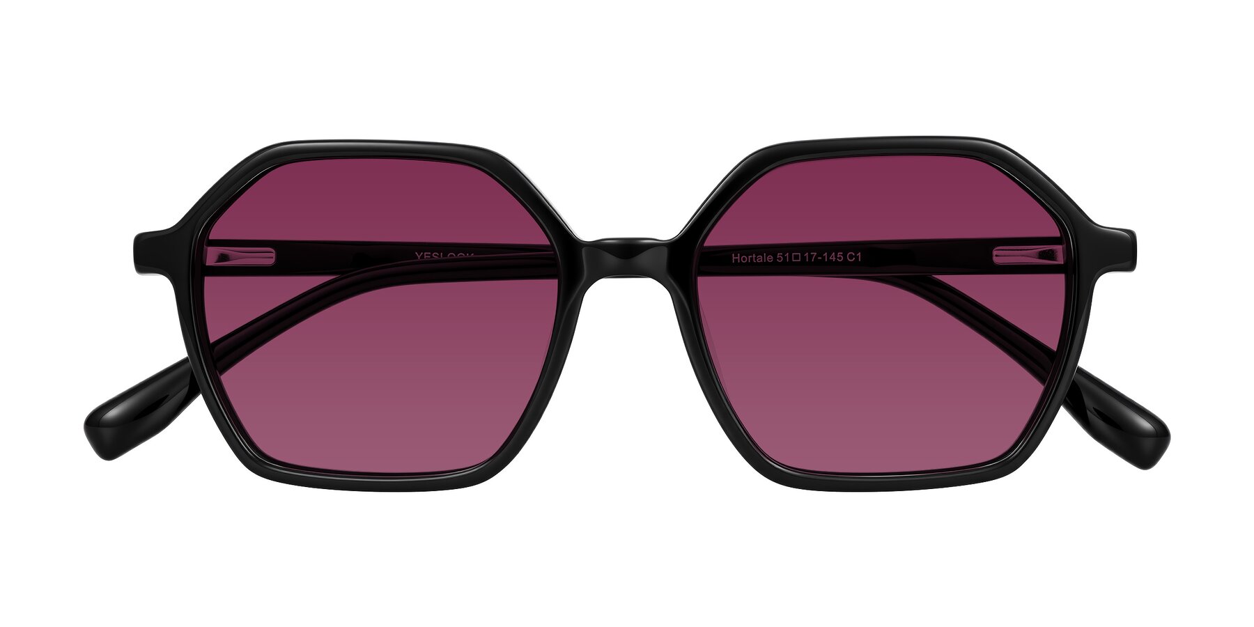 Folded Front of Hortale in Black with Wine Tinted Lenses