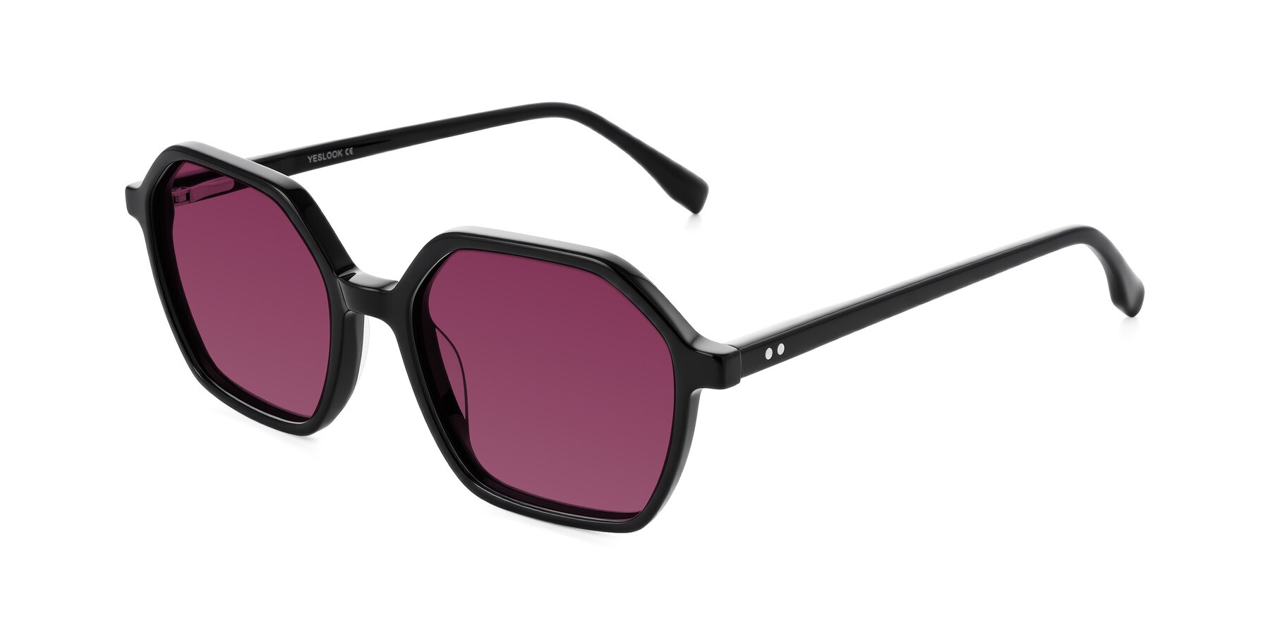 Angle of Hortale in Black with Wine Tinted Lenses