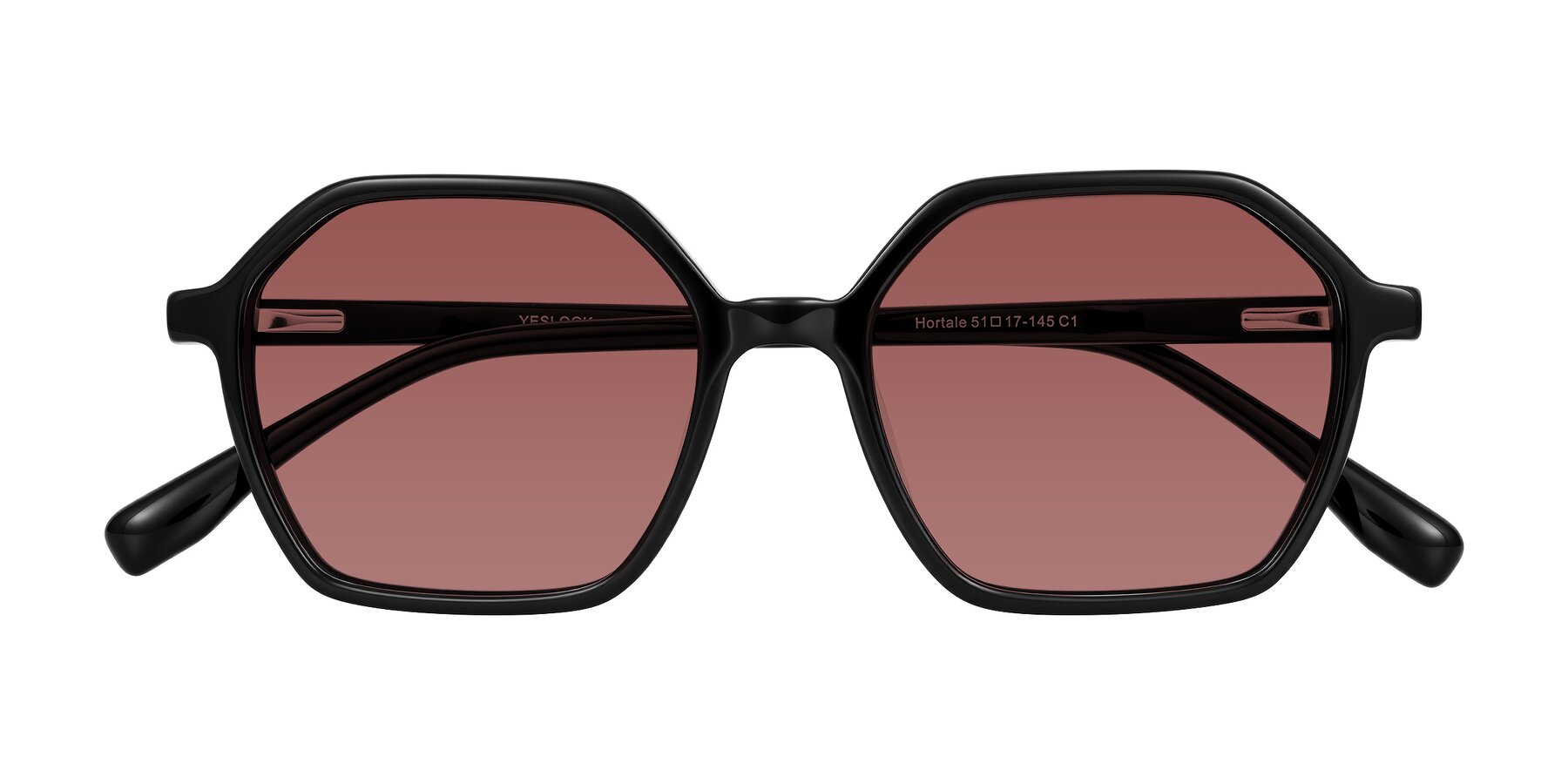 Folded Front of Hortale in Black with Garnet Tinted Lenses